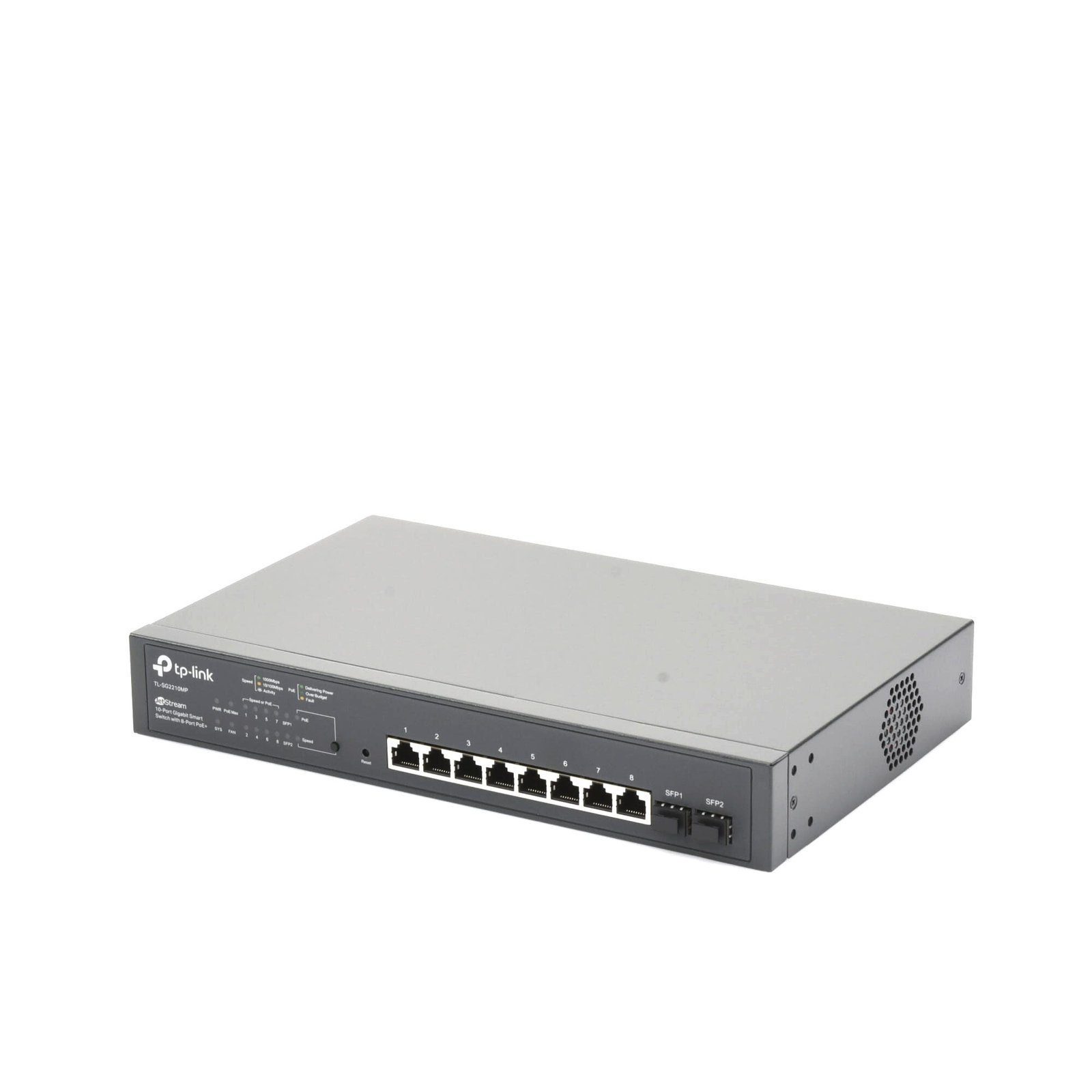 Switch PoE JetStream SDN Administrable 8 puertos 10/100/1000 Mbps + 2 puertos SFP, 8 puertos PoE, 150W, administración centralizada OMADA SDN TL-SG2210MP - TP-LINK