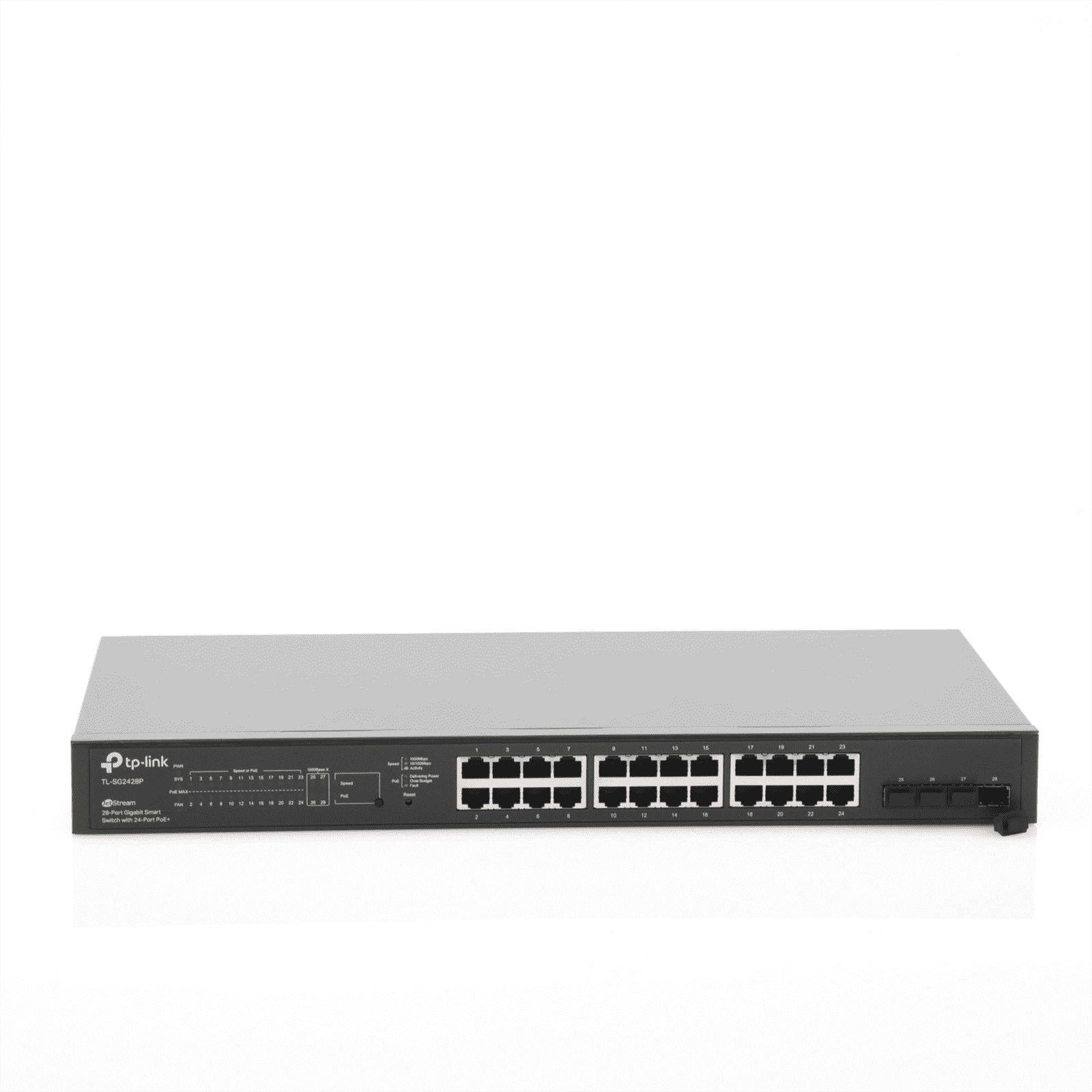 Switch PoE JetStream SDN Administrable 24 puertos 10/100/1000 Mbps + 4 puertos SFP, 24 puertos PoE, 250W, administración centralizada OMADA SDN TL-SG2428P - TP-LINK