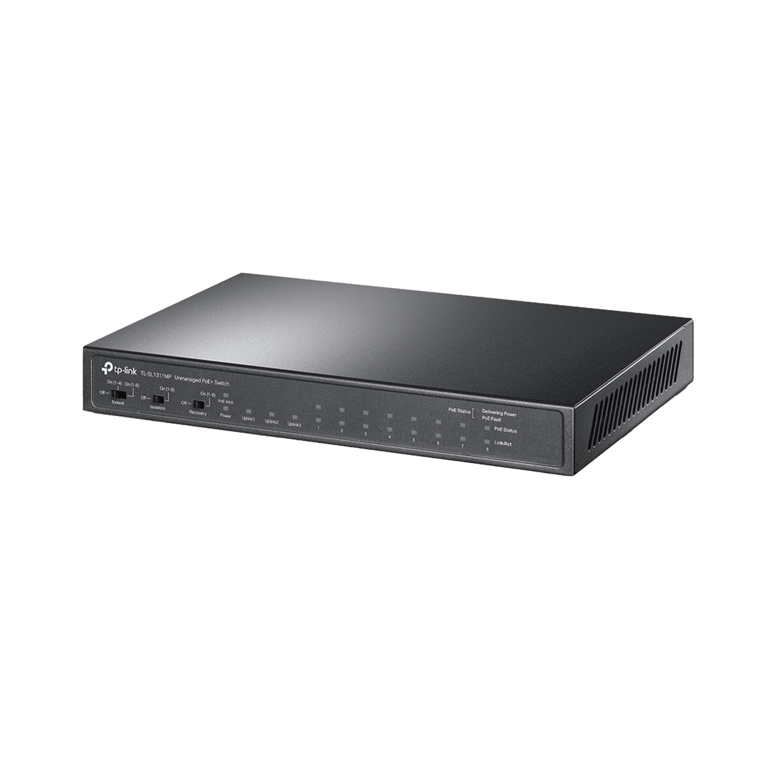 Switch PoE+ No Administrable De Escritorio 11 Puertos / 8 puertos 10/100 Mbps PoE af/at Inteligiente / Presupuesto 124 W / Hasta 250 metros TL-SL1311MP - TP-LINK