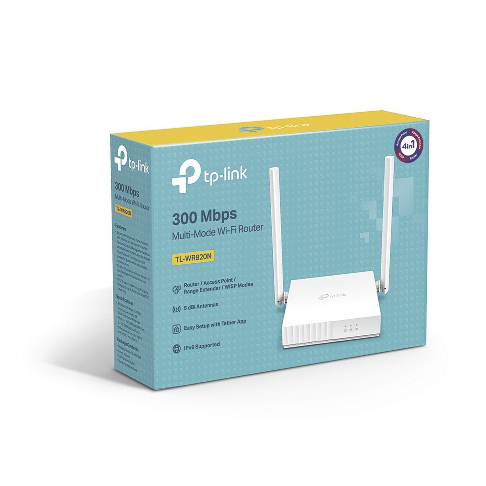 Router Inalámbrico WISP, 2.4 GHz, 300 Mbps, 2 antenas externas omnidireccional 5 dBi, 2 Puertos LAN 10/100 Mbps, 1 Puerto WAN 10/100 Mbps TL-WR820N - TP-LINK