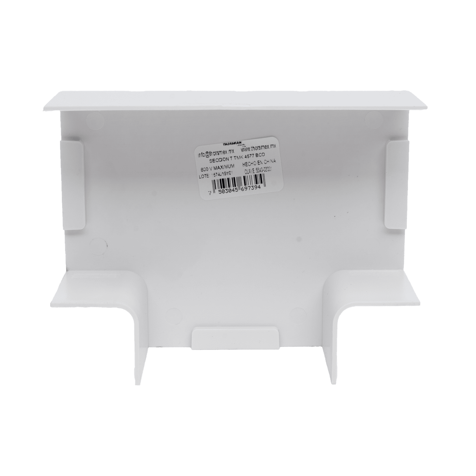 Sección en “T” Color Blanco de PVC Auto Extinguible, Para Canaleta TMK-4577 (5540-02001) TMK-4577-T - THORSMAN