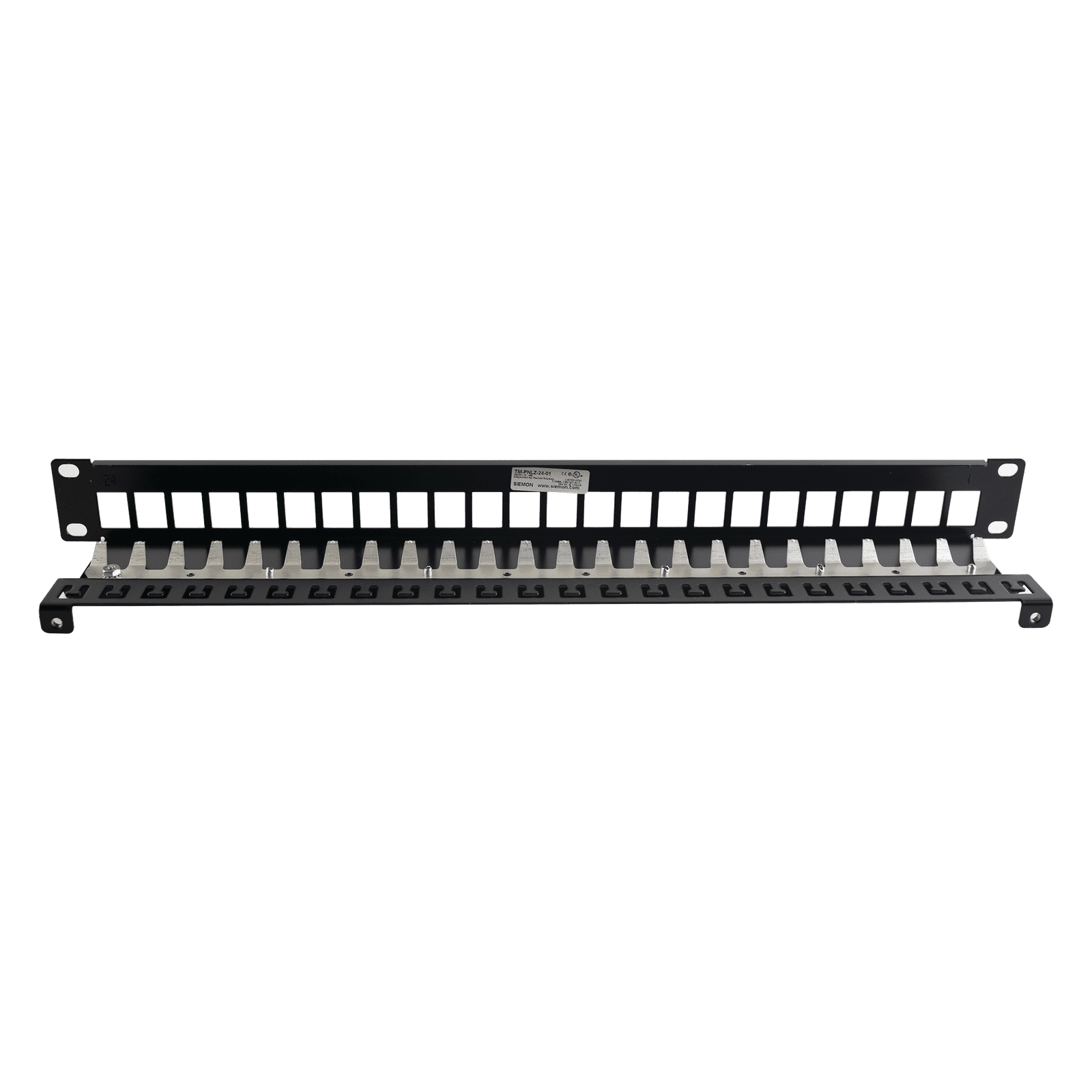 Patch Panel TERA-MAX Blindado de 24 Puertos, Modular (vacío), Plano, Color Negro, 1UR TM-PNLZ-24-01 - SIEMON
