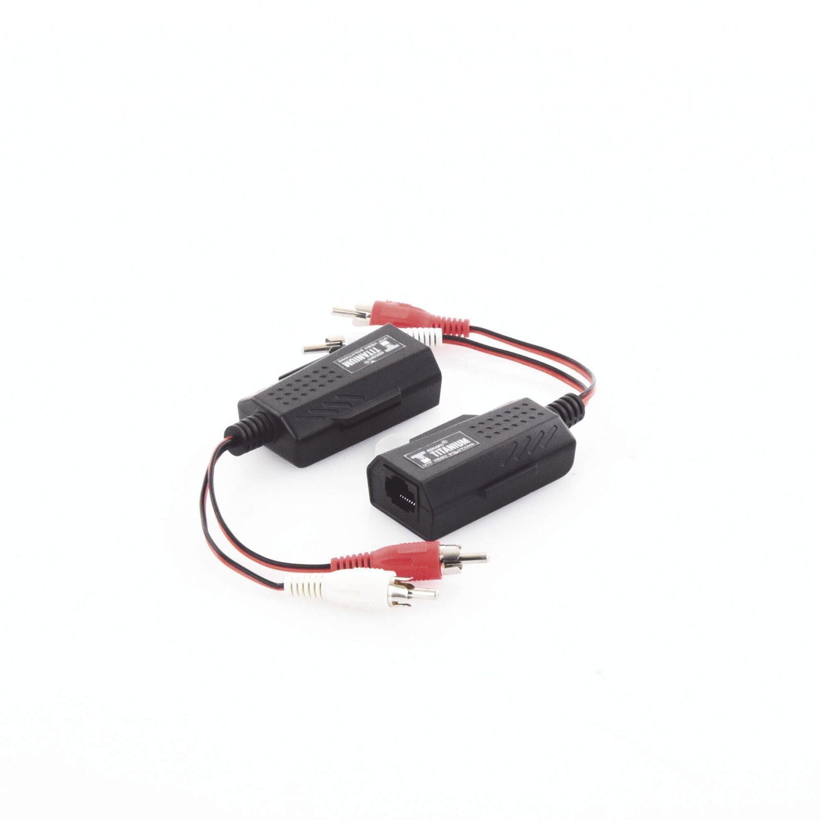 Balun Extensor de audio analogo estereo RCA a RJ45 / Distancia 800 mts/ Cable CAT5-6 / Conector 100% COBRE / protección TVS, Calidad PREMIUM TT2001A - EPCOM TITANIUM