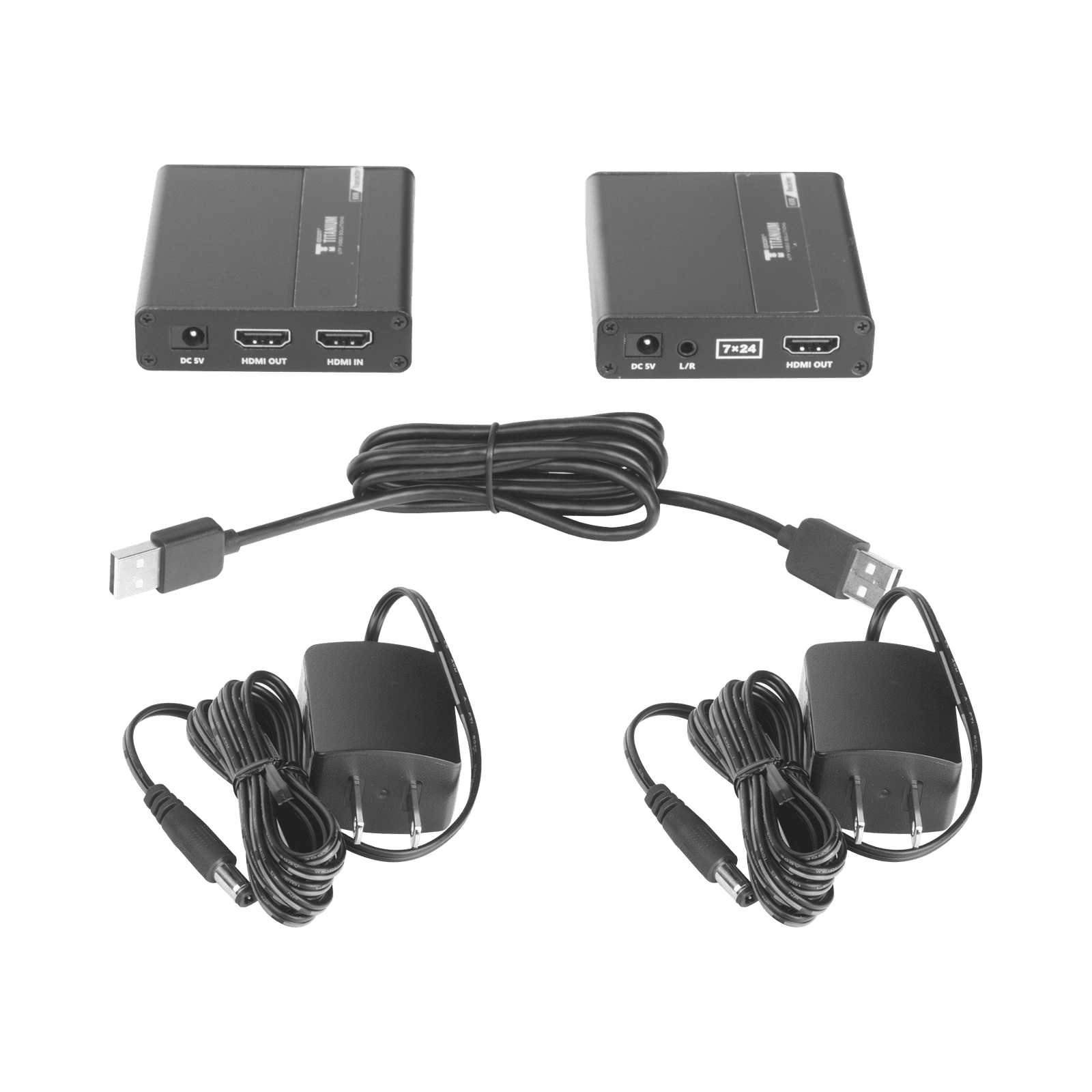 Kit extensor KVM (HDMI y USB) | 40m 4k@30Hz 40m | 1080P@60Hz | Cat 6, 6a y 7 | CERO LATENCIA | HDR | Salida Loop | Uso 24/7 | Salida de audio de 3.5mm | Transmite el Video y Controla tu DVR vía USB a distancia. TT223KVM - EPCOM TITANIUM