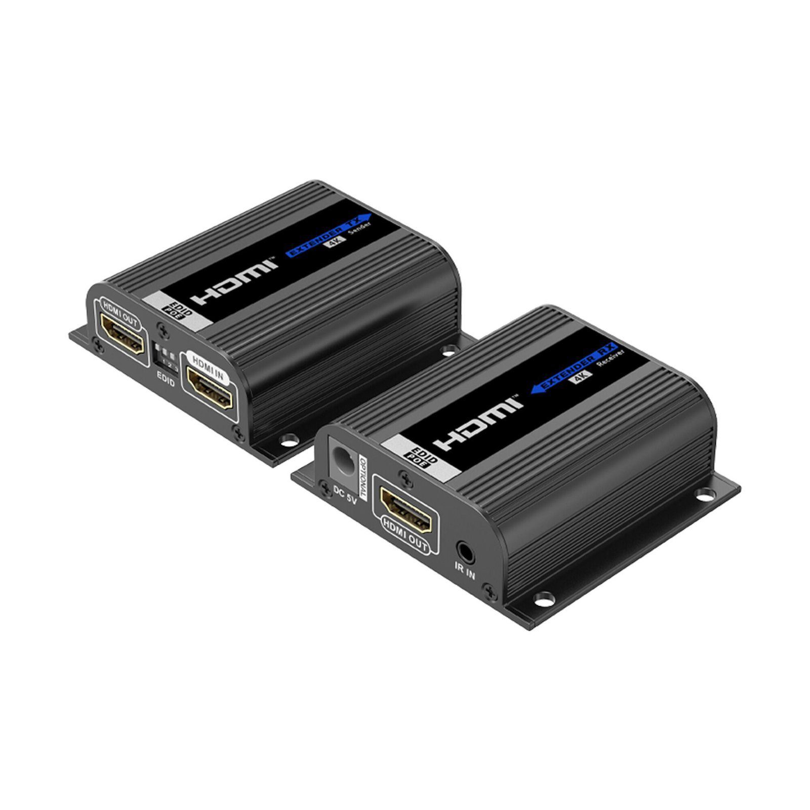 Kit Extensor HDMI | Hasta 70m 1080p | 40m 4K@30Hz | Compatible con HDCP | Cable Cat 6 Recomendado | Soporta Múltiples Resoluciones | Soporta PoC | Salida Loop TT372EDID4K - EPCOM TITANIUM