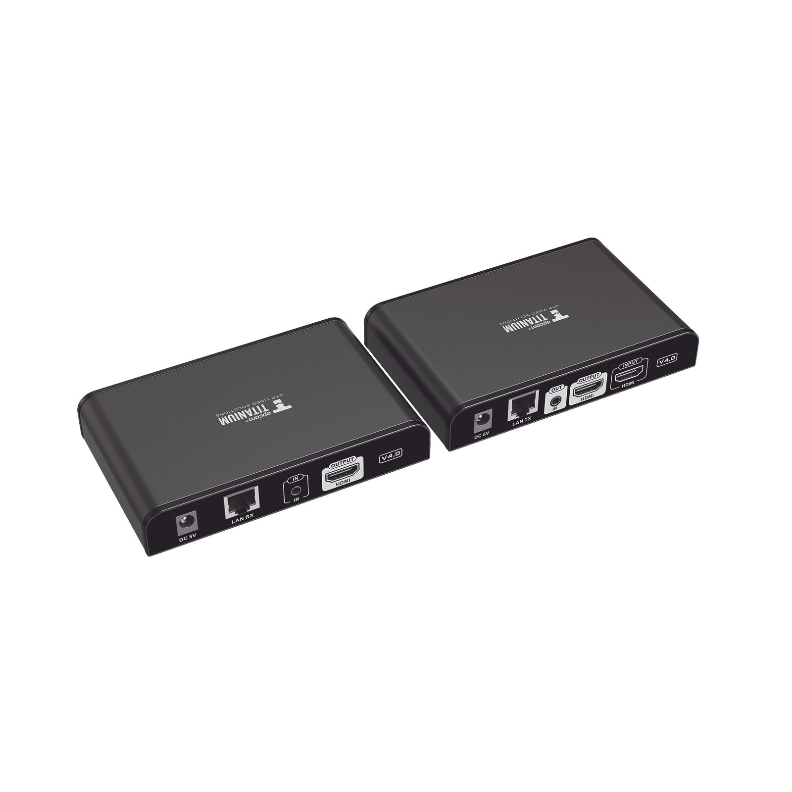 Kit Extensor HDMI para distancias de 120 metros / Resolución 1080P a 60Hz / Cat 6 / Soporta conexión Uno a Uno y Uno a Muchos / Soporta hasta 253 Rx / Salida Loop / Baja Latencia / Uso 24/7 / Soporta HDbitT / Compatible con Switch Gigabit TT-383-PRO-4.0 - EPCOM TITANIUM