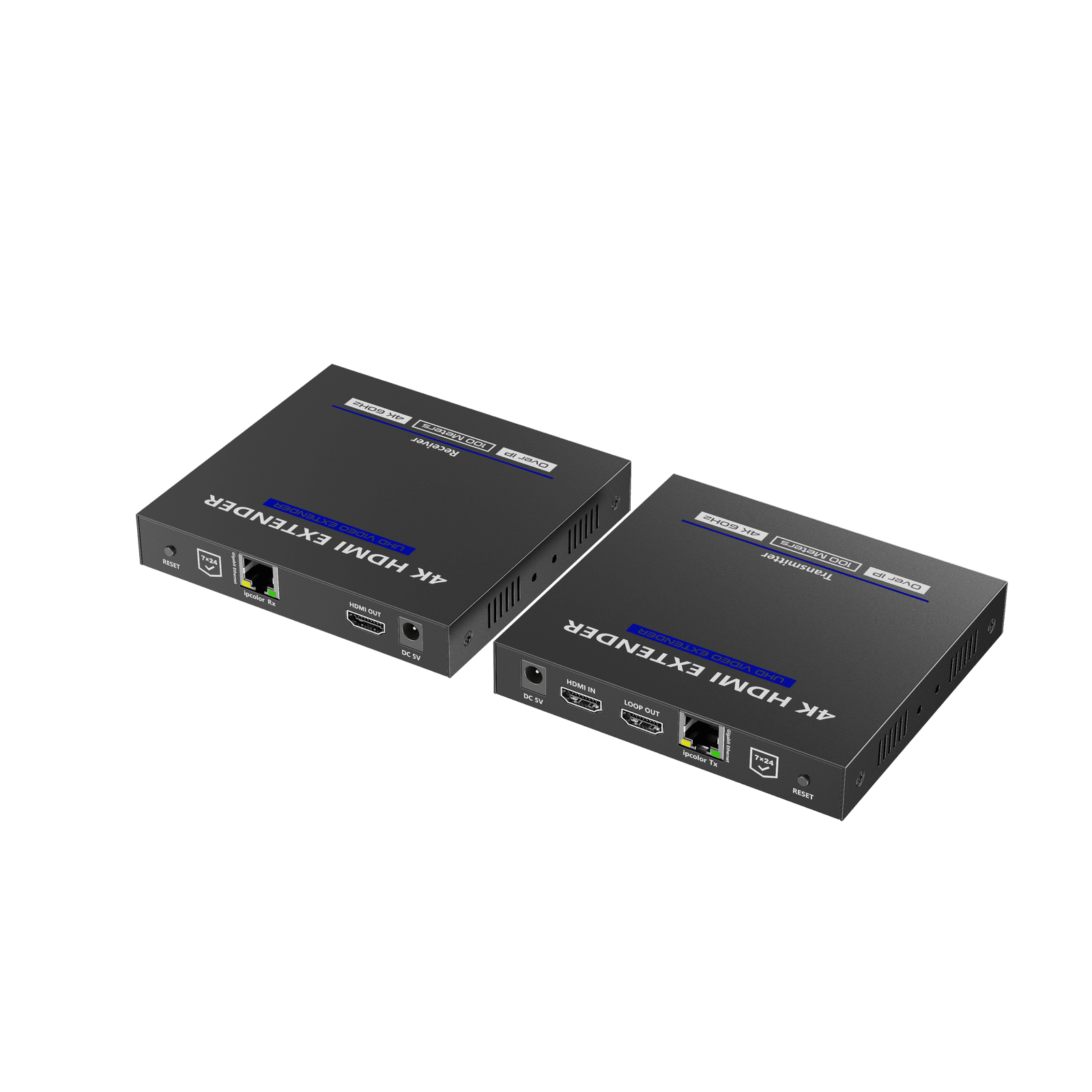 KIT EXTENSOR HDMI 4K@60HZ sobre IP GIGABIT / IPCOLOR / 100m en Conexión Uno a Uno /  Salida Loop / IR Bi-Direccional / RS232 / ARC / CERO LATENCIA / Soporta conexión Uno a Muchos/Switch en Cascada TT592 - EPCOM TITANIUM