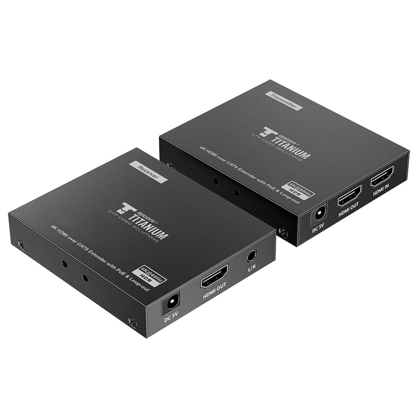 Kit Extensor HDMI para distancias de 70 metros / Resolución 4K x 2K@ 60 Hz/ Cat 6, 6a y 7 / IPCOLOR / CERO LATENCIA / SIN COMPRIMIR / Salida Loop / Control IR / Salida de audio de 3.5mm / PoC TT-672PRO - EPCOM TITANIUM
