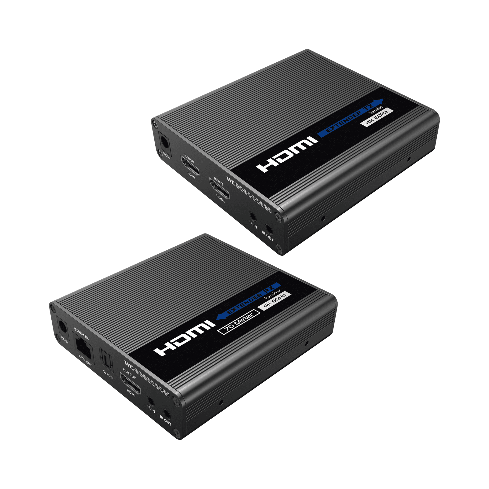 Kit Extensor HDMI hasta 700 metros con Conexión en Cascada / 4K @ 60 Hz/ 70 metros PTP con Cat 6, 6a y 7 / IPCOLOR / CERO LATENCIA / SIN COMPRIMIR / Salida Loop / IR bidireccional / Puerto S/PDIF / Soporta ARC / Soporta 10 TT-676-Rx. TT-676 - EPCOM TITANIUM