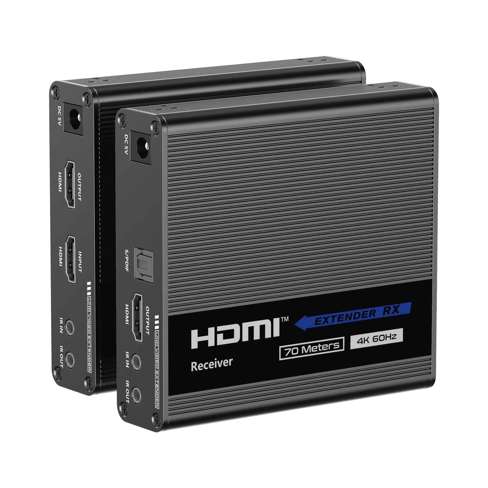Kit Extensor HDMI para distancias de 70 metros / Resolución 4K x 2K@ 60 Hz/ Cat 6, 6a y 7 / IPCOLOR / CERO LATENCIA / SIN COMPRIMIR / Uso 24/7 / Puerto S/PDIF / Soporta ARC / Salida Loop / Alimente solo el Tx (PoC) / Control IR TT-676E - EPCOM TITANIUM