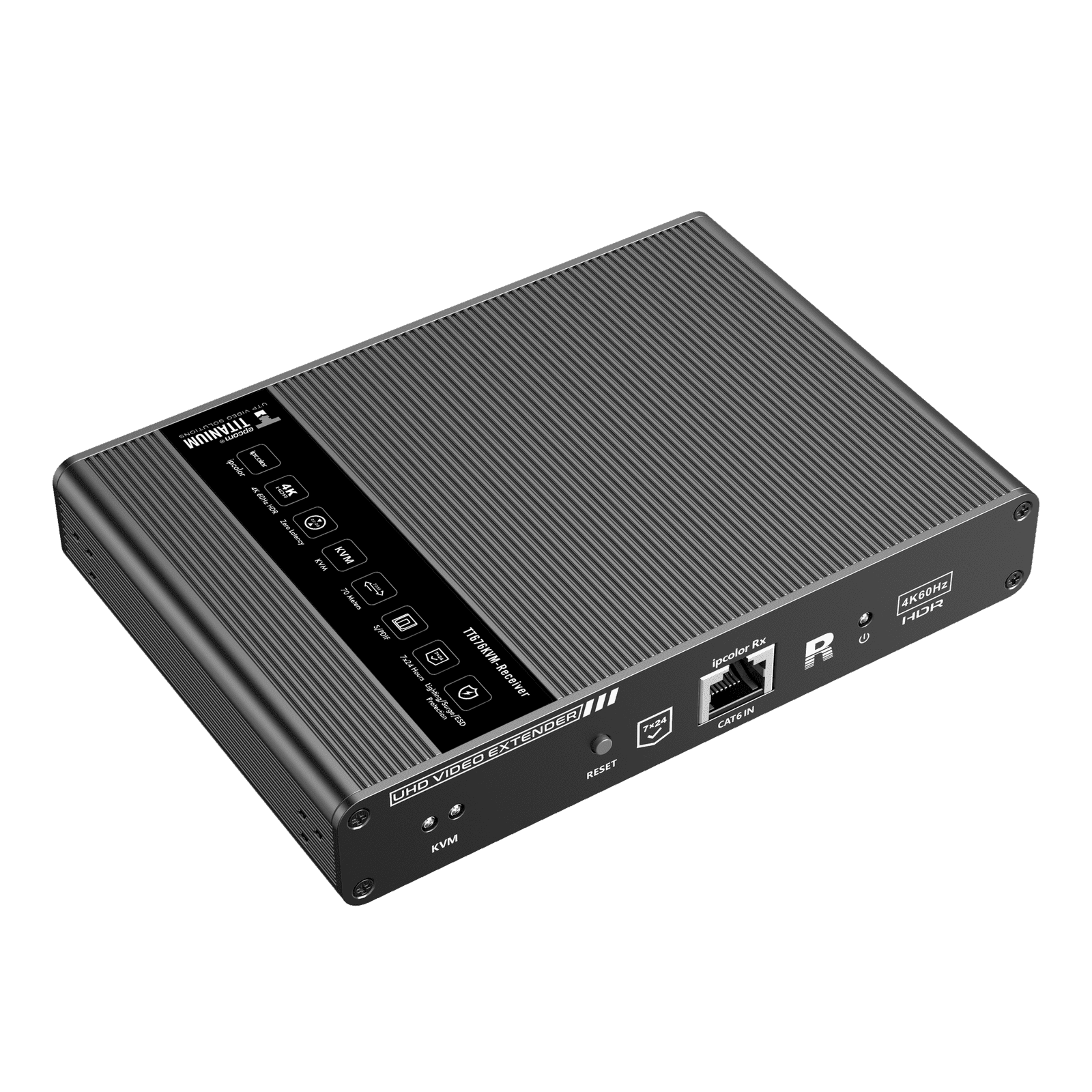 Kit extensor KVM (HDMI y USB) hasta 70 metros / Resolución 4K @ 60 Hz/ Cat 6, 6a y 7 / IPCOLOR / CERO LATENCIA / HDR10 / Salida Loop / Puerto S/PDIF / Uso 24/7 / Transmite el Video y Controla tu DVR vía USB a distancia. TT676KVM - EPCOM TITANIUM