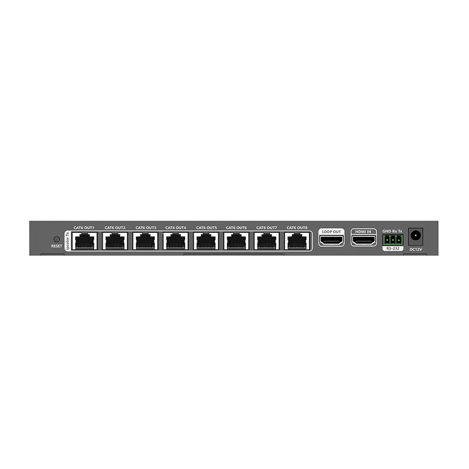 Kit Divisor y Extensor HDMI / Divide 1 Fuente HDMI a 8 Pantallas / Extiende la señal HDMI hasta 70 m / Resolución 4K @ 60 Hz/ Cat 6/6a/7 / IPCOLOR / CERO LATENCIA / Uso 24/7 / Puerto S/PDIF / EDID / RS232 / Salida Loop / Alimente solo el Tx TT-828N - EPCOM TITANIUM