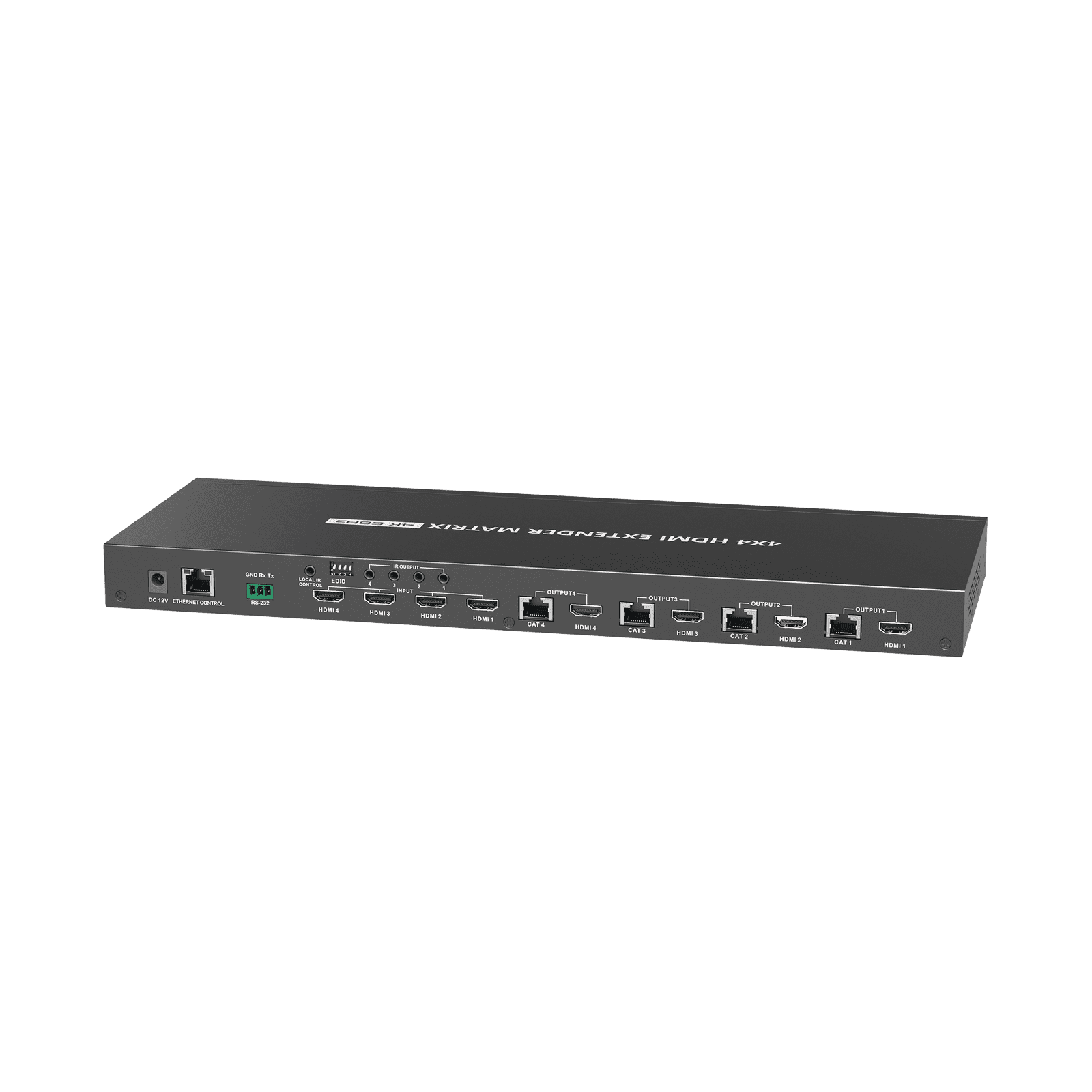 MATRICIAL Y EXTENSOR DE VIDEO HDMI 4 x 4 / 4 Entradas HDMI / 4 Salidas HDMI Loop / 4 Salidas RJ45 para Extender la señal 40 metros por salida /4K / Conmutación por RS232, Control Remoto o Ethernet. TT844 - EPCOM TITANIUM