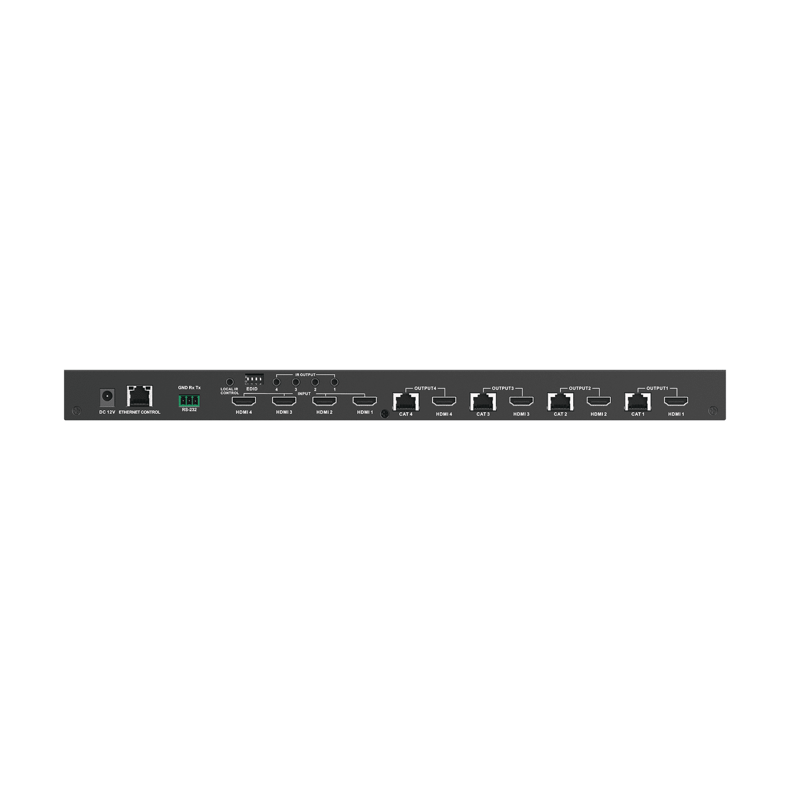 MATRICIAL Y EXTENSOR DE VIDEO HDMI 4 x 4 / 4 Entradas HDMI / 4 Salidas HDMI Loop / 4 Salidas RJ45 para Extender la señal 40 metros por salida /4K / Conmutación por RS232, Control Remoto o Ethernet. TT844 - EPCOM TITANIUM