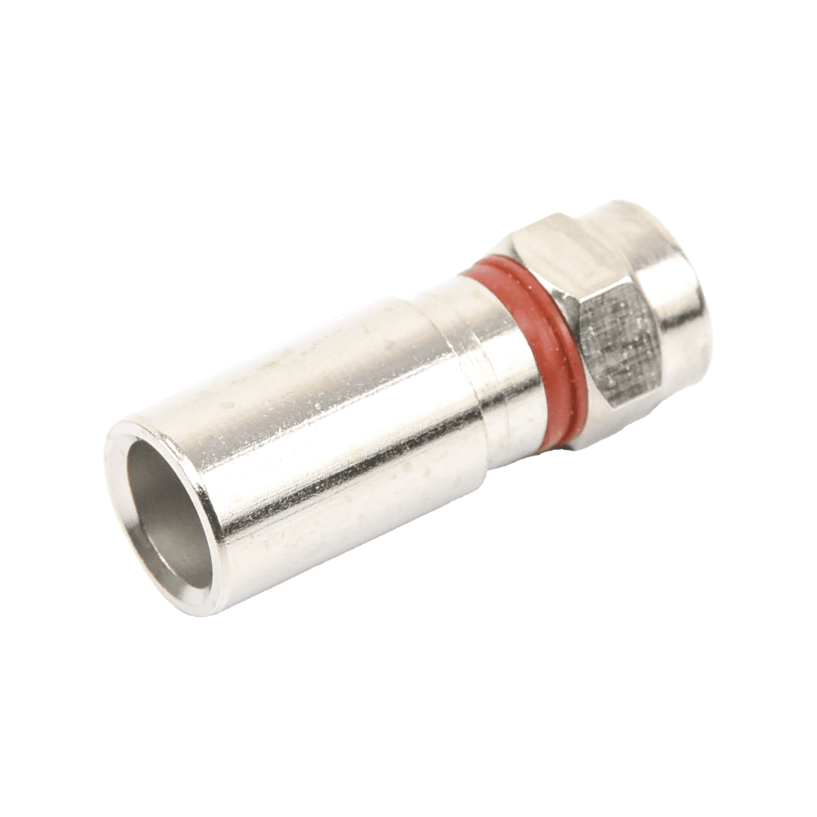 Conector F Macho de Compresión, Metálico para cable RG-6, Cuerpo de Bronce Niquelado. TT-CON-510-RG6 - EPCOM TITANIUM