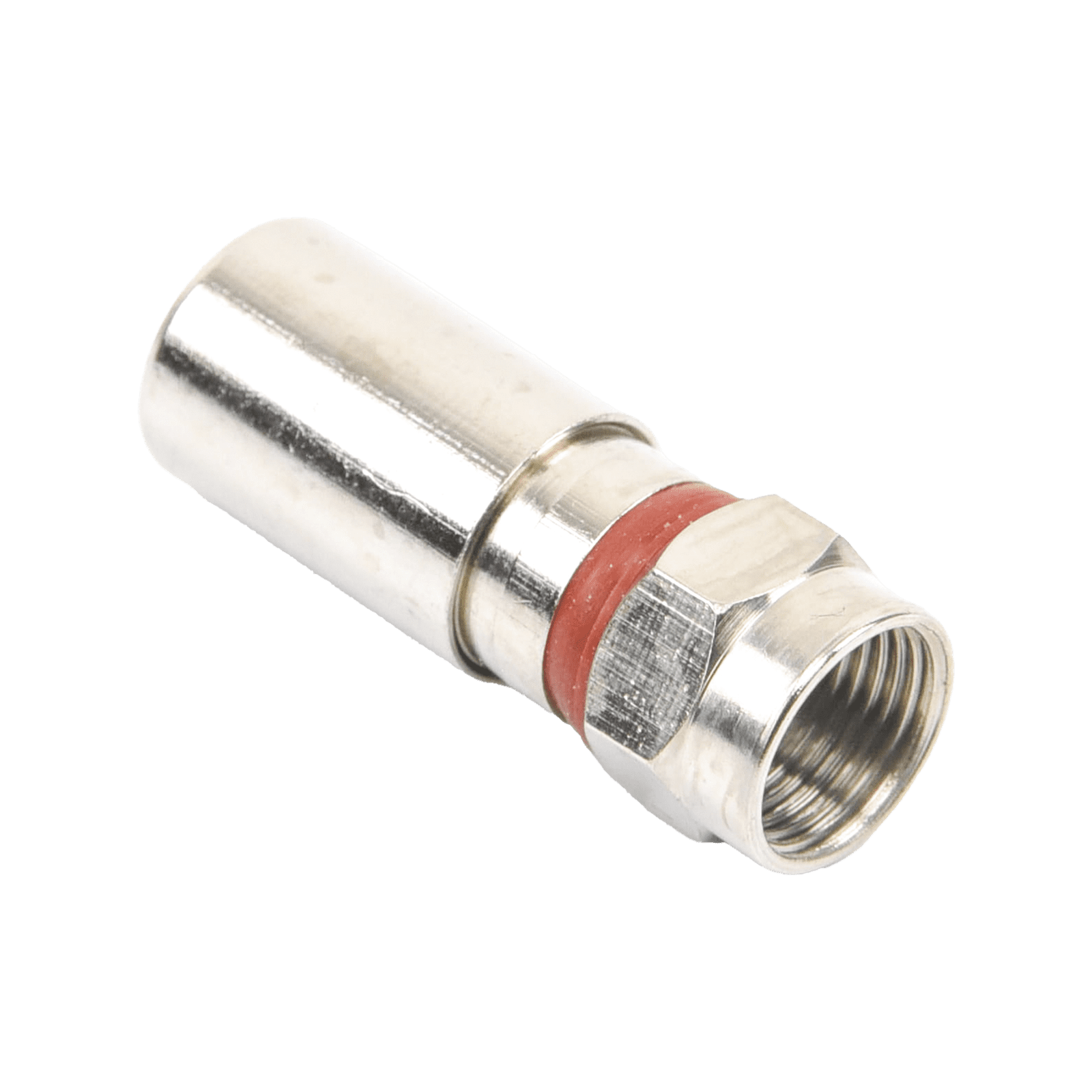 Conector F Macho de Compresión, Metálico para cable RG-6, Cuerpo de Bronce Niquelado. TT-CON-510-RG6 - EPCOM TITANIUM