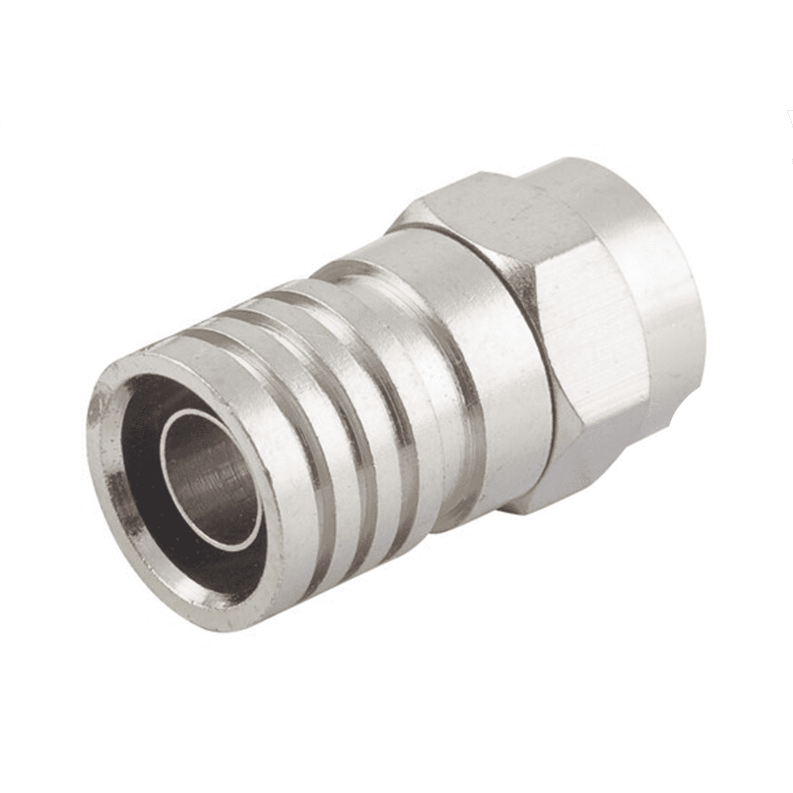 Conector F Macho, Plegable de Doble Blindaje para cable RG-6, Cuerpo de Bronce Niquelado. TT-CON-534 - EPCOM TITANIUM