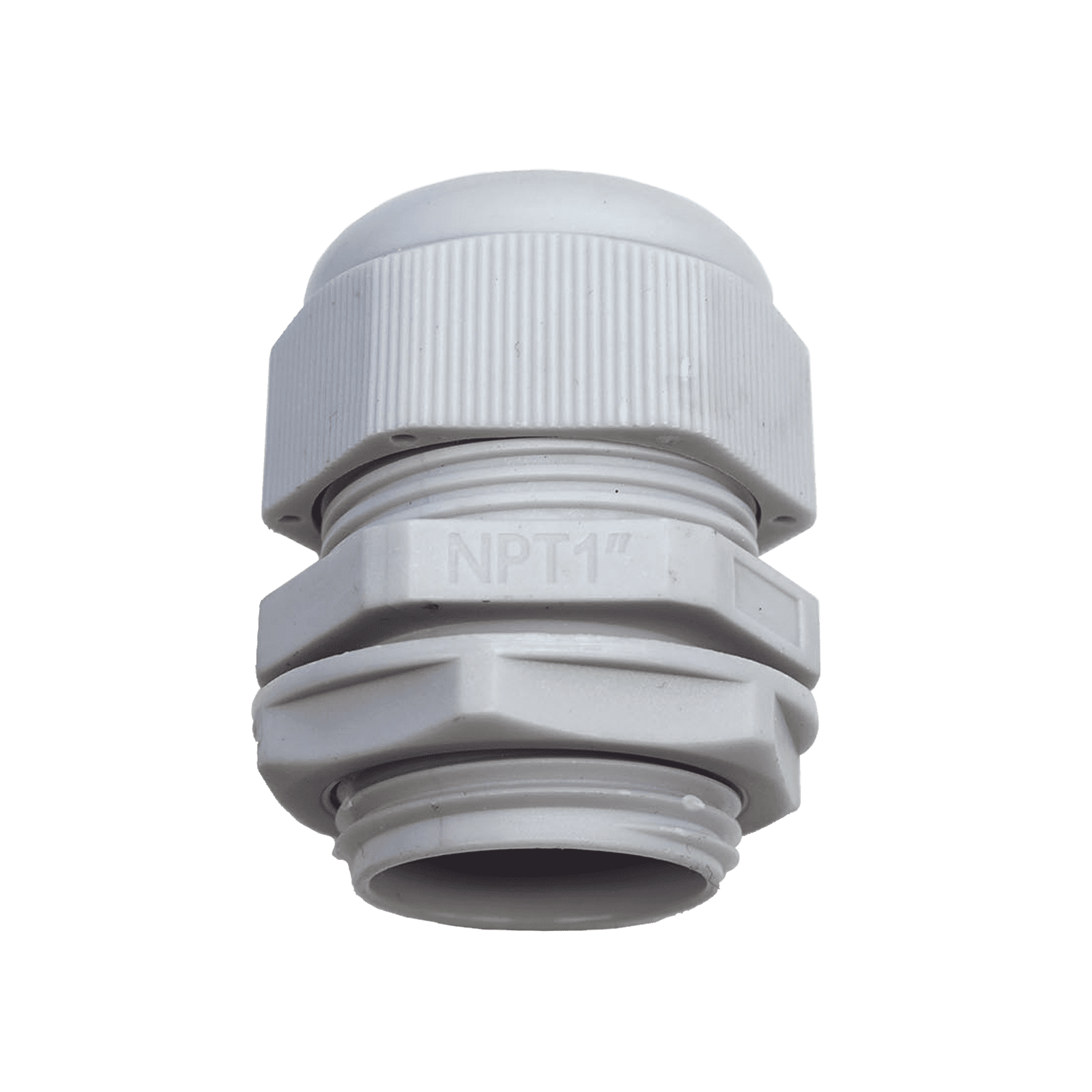 Conector Plástico Blanco Tipo Glándula para Rosca NPT 1″ TXG-PG-100N - TXPRO