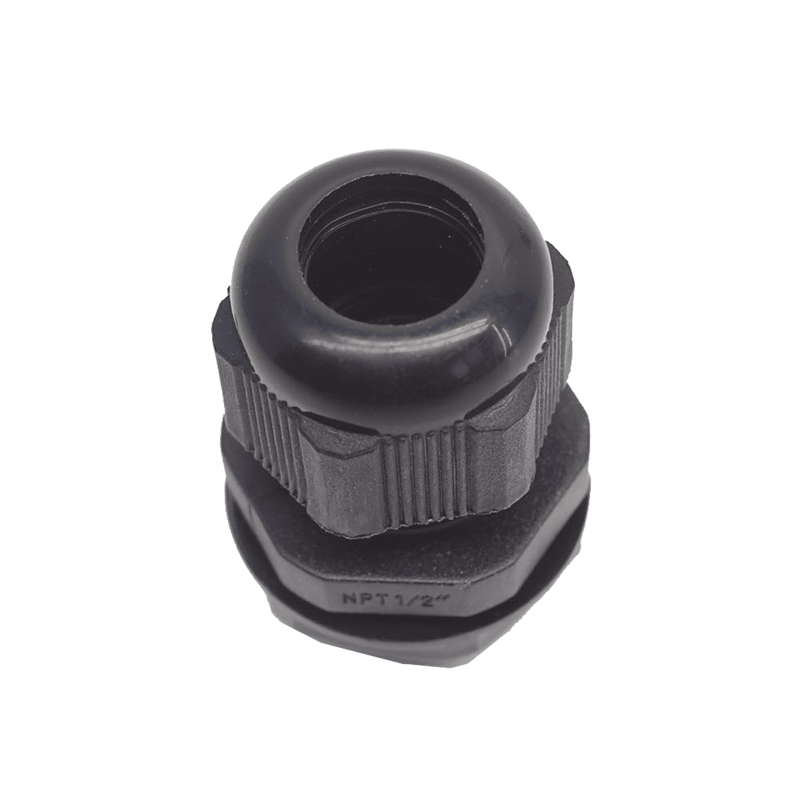 Conector Plástico Negro Tipo Glándula para Rosca NPT 1/2″ TXG-PG-12NBK - TXPRO