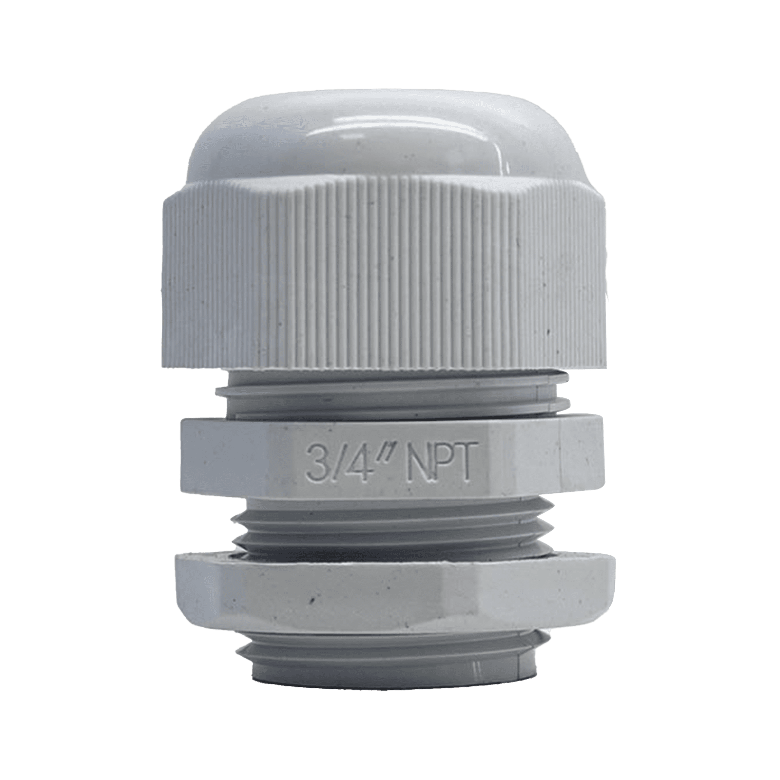 Conector Plástico Blanco Tipo Glándula para Rosca NPT 3/4″ TXG-PG-34N - TXPRO
