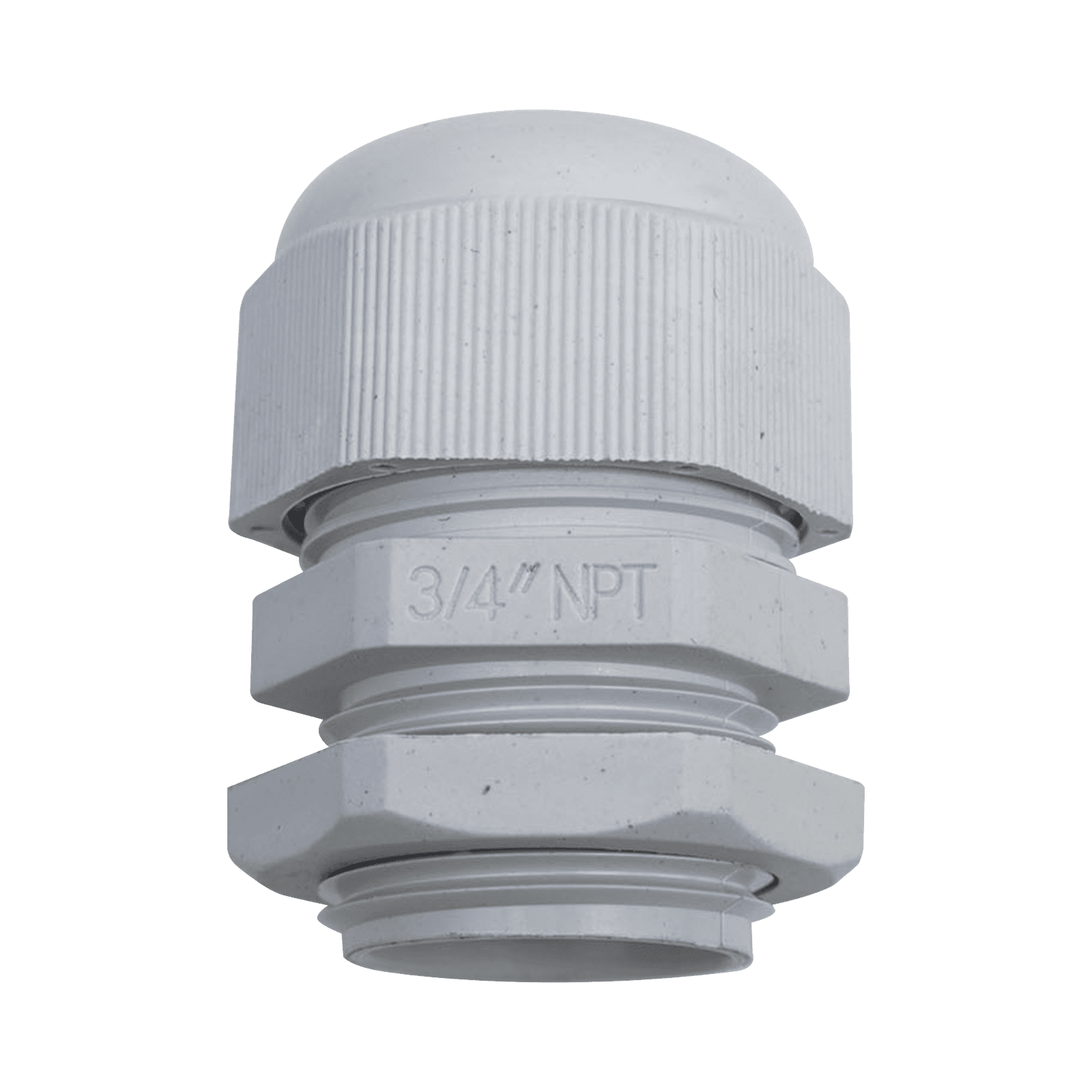 Conector Plástico Blanco Tipo Glándula para Rosca NPT 3/4″ TXG-PG-34N - TXPRO