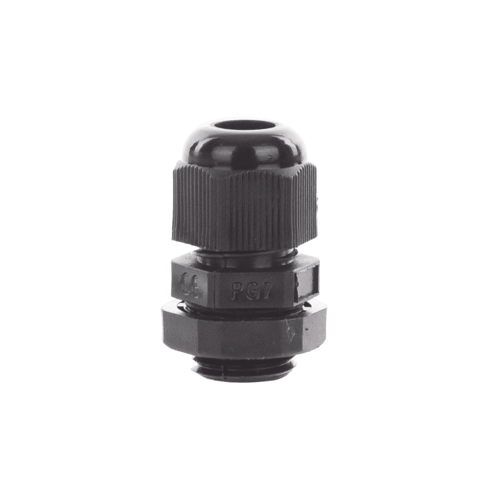 Conector Plástico Negro Tipo Glándula para Cable de 3.5 a 6 mm de Diámetro. TXG-PG7-BK - TXPRO