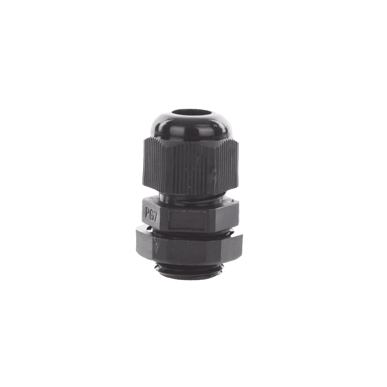 Conector Plástico Negro Tipo Glándula para Cable de 3.5 a 6 mm de Diámetro. TXG-PG7-BK - TXPRO