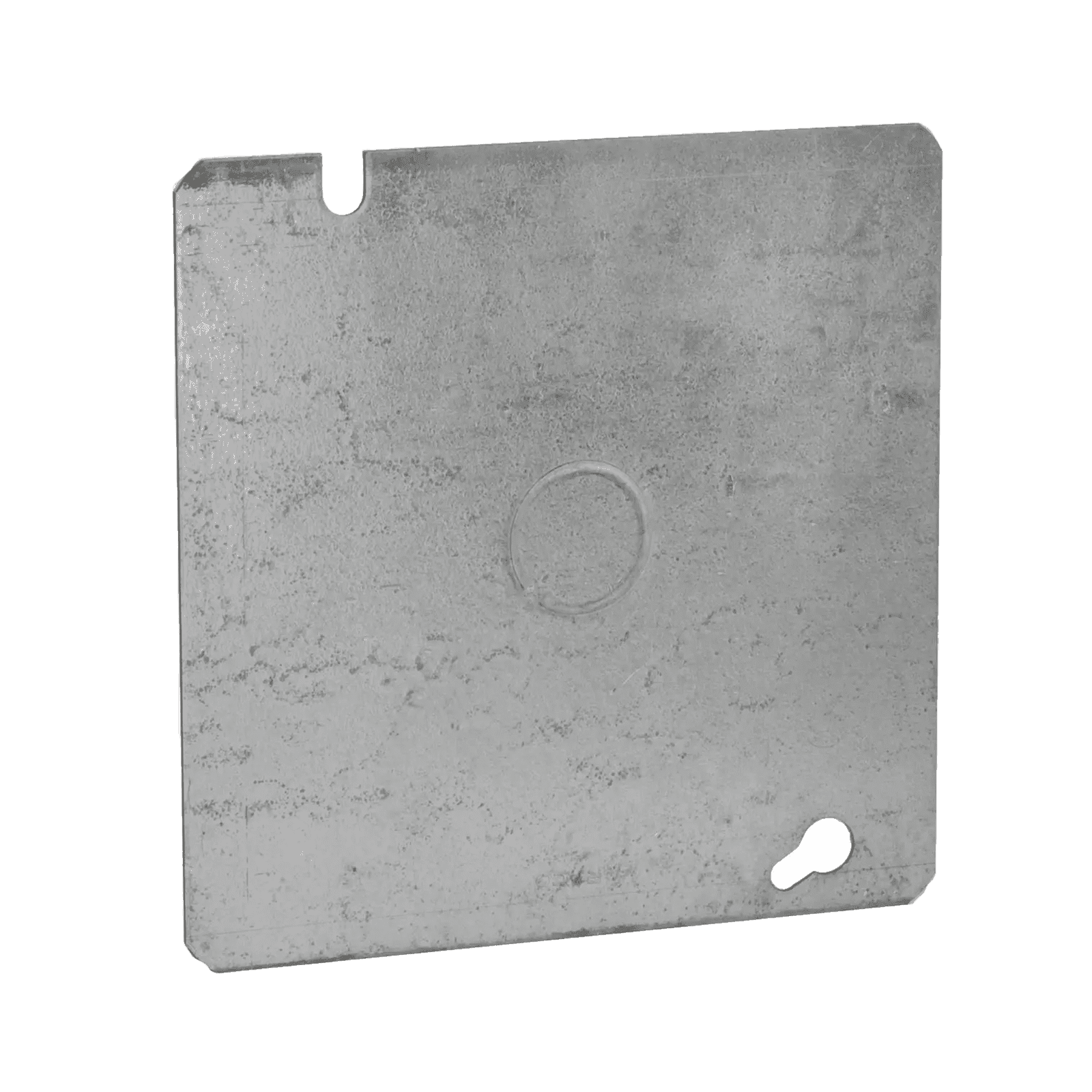 Tapa Cuadrada Plana de  Acero Galvanizado con Entrada de 1/2″  para Caja de 4 11/16″. HUB-833 - RACO