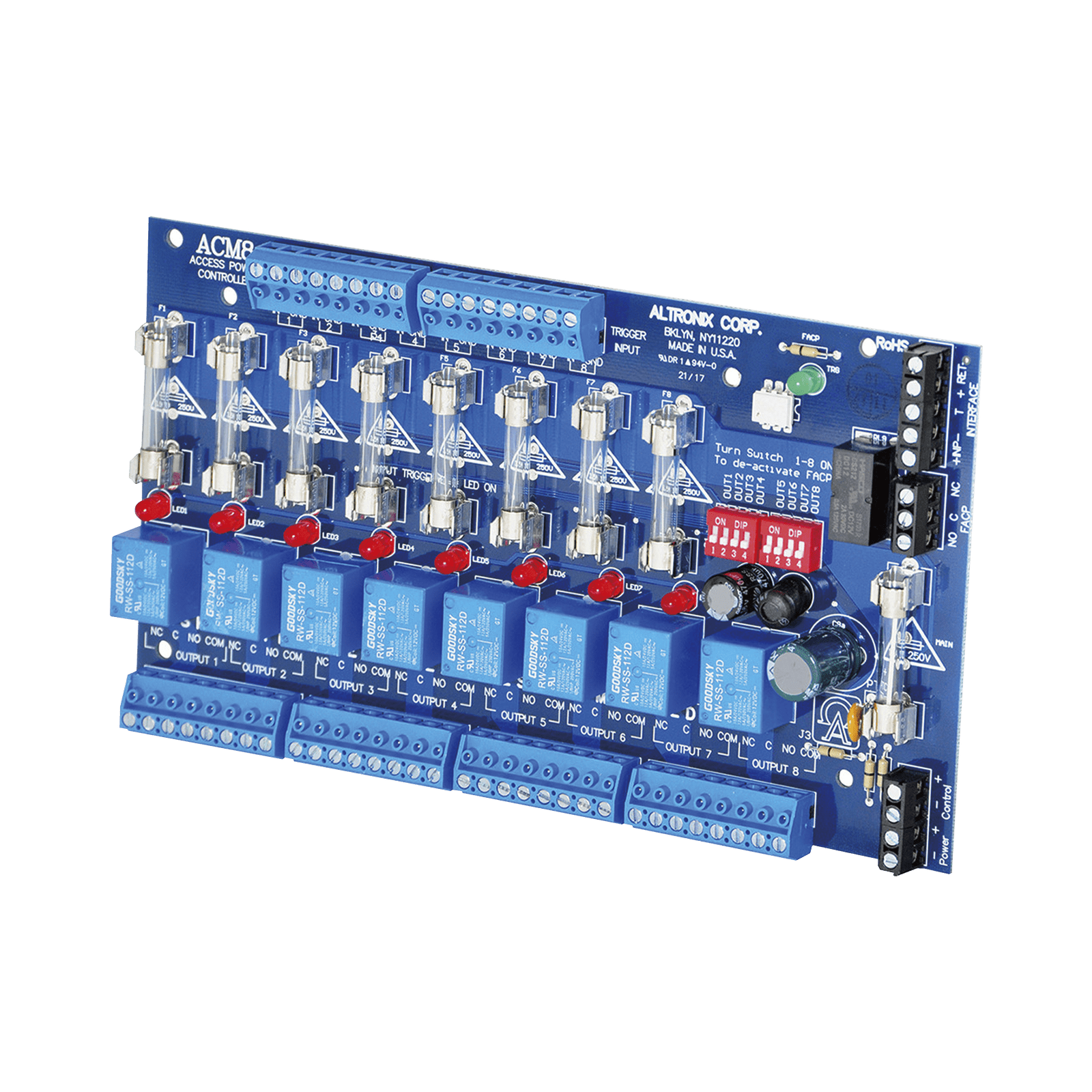Tarjeta de control / 8 entradas @ 8 salidas / Requiere alimentación de 12 a 24 Vcd ACM8 - ALTRONIX