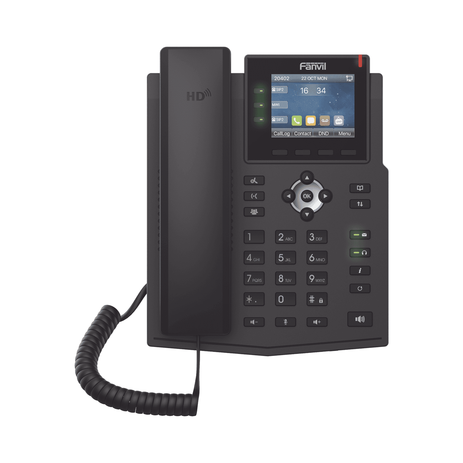 Teléfono IP Empresarial con Estándares Europeos, 6 lineas SIP con pantalla LCD a color, puertos Gigabit, IPv6, Opus y conferencia de 3 vías, PoE/DC X3U - FANVIL