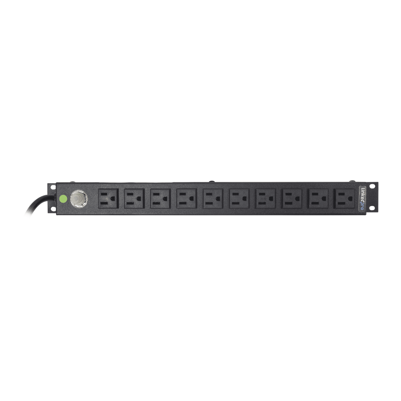 Tomacorriente Horizontal (PDU) de 10 Contactos (NEMA 5-15R) Rack 19″ 1UR. Voltaje Entrada/Salida: 120Vca/15A HTCM-1U-10C - LINKEDPRO BY EPCOM