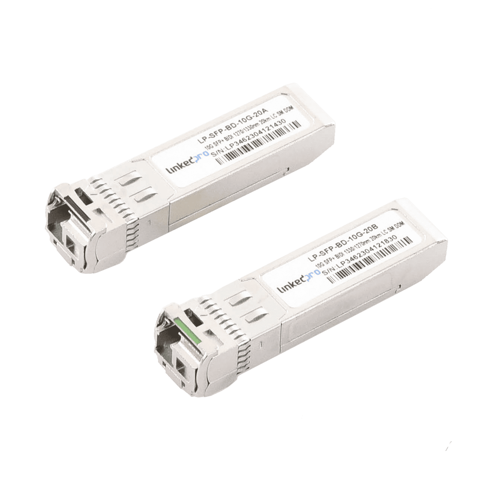Transceptores Ópticos Bidireccionales SFP+ (Mini-Gbic) / Monomodo 1270 & 1330 nm / 10 Gbps / 1000BASE-BX / Conector LC/UPC Simplex / DDM / Hasta 20 km / 2 Piezas LP-SFP-BD-10G-20 - LINKEDPRO BY EPCOM