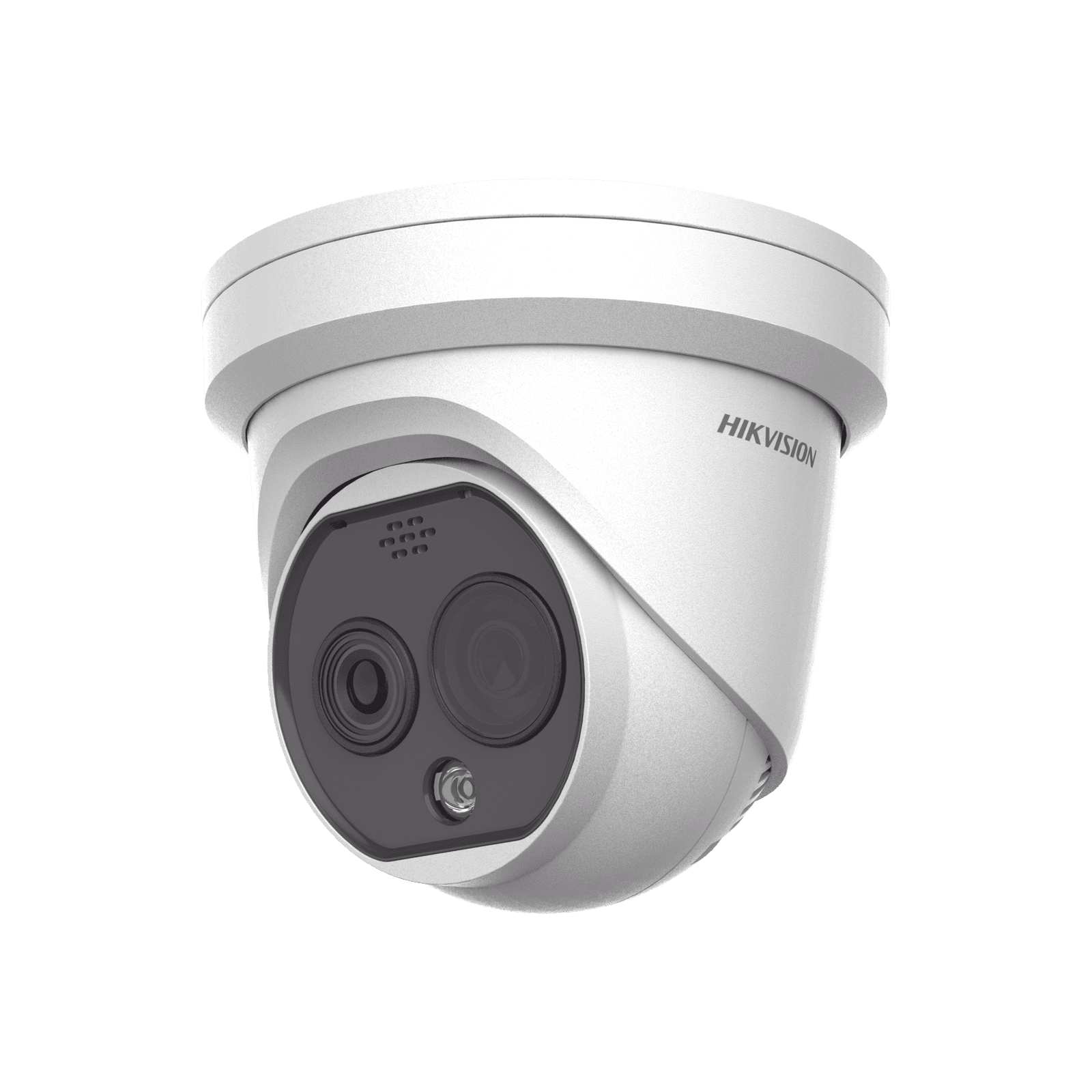 Turret IP Dual / Térmica 2.1 mm (256 x 192) / Óptico 2.2 mm (4 Megapixel) / Termométrica / Detección de Temperatura / PoE /Exterior IP66 / Sirena y Luz Intermitente Integrada / MicroSD DS-2TD1228T-2/QA(B) - HIKVISION