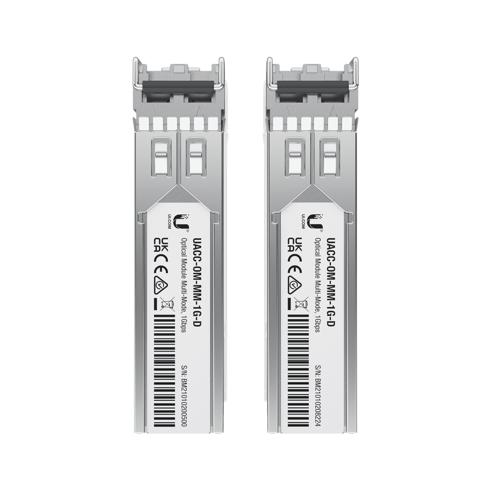 UFiber Módulo SFP, transceptor MiniGibic MultiModo 1.25 Gbps, distancia 550m, conectores LC, paquete de 2 piezas UACC-OM-MM-1G-D-2 - UBIQUITI INC.
