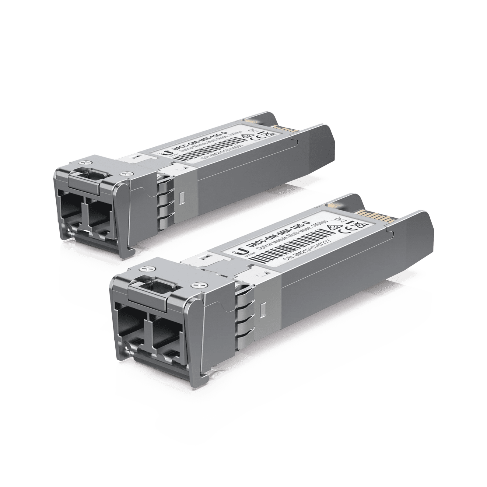 UFiber Módulo SFP+ 10G, transceptor MiniGibic MultiModo 10 Gbps, distancia 300m, conectores LC, paquete de 2 piezas UACC-OM-MM-10G-D-2 - UBIQUITI INC.