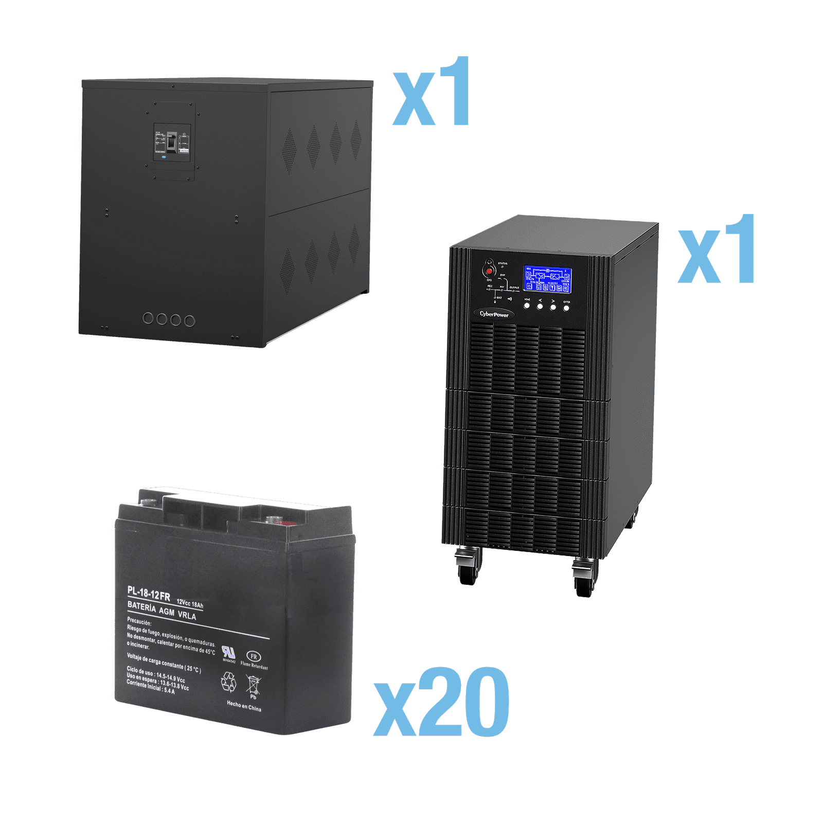 UPS Trifásico de 10 kVA/10 kW, Topología Online Doble Conversión, Voltaje de 208/220 Vca de L-L, Respaldo de 5 Minutos al 100% de Carga, Incluye Módulo y Banco de Baterías HSTP3T10K100P-5MIN - CyberPower