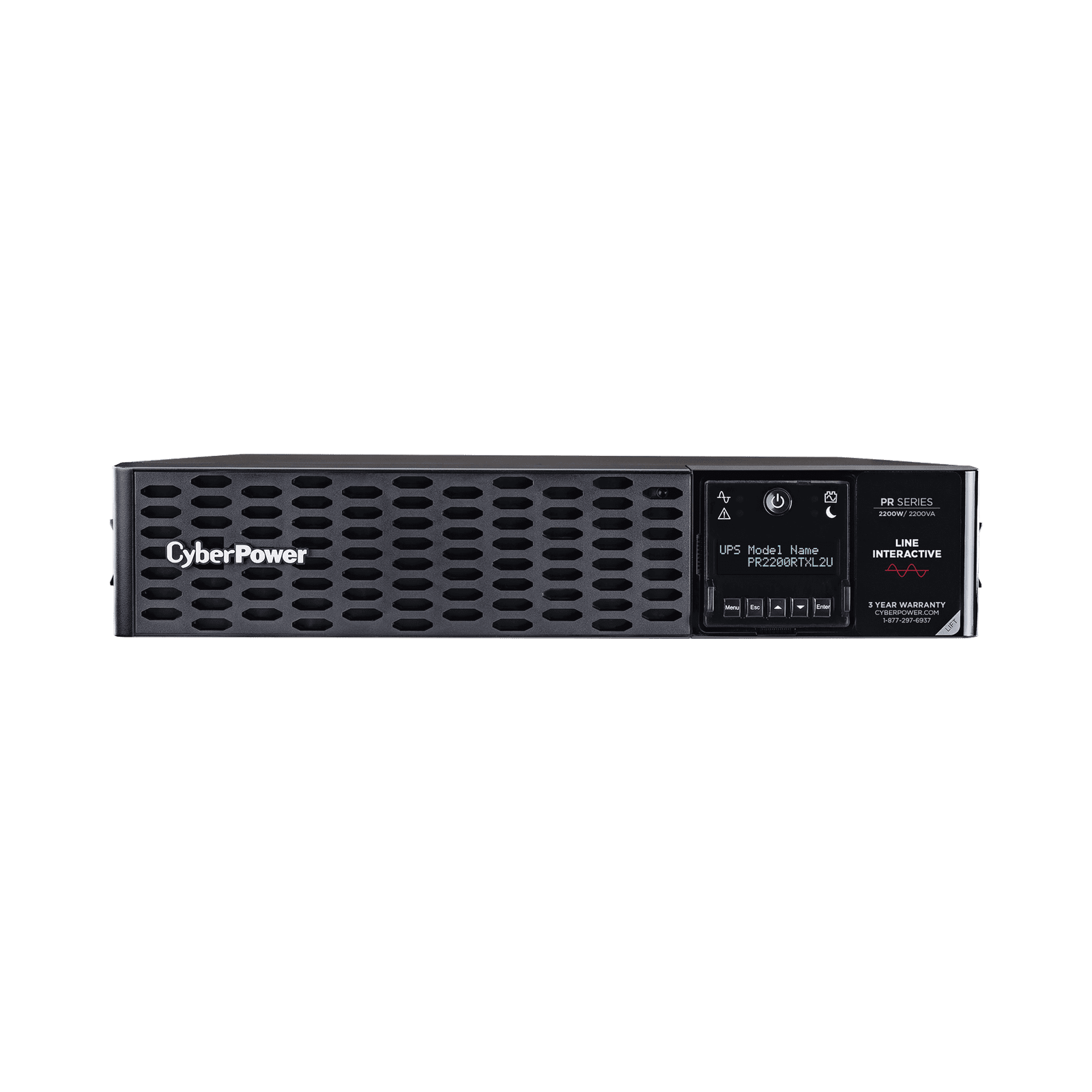 UPS de 2200 VA/2200 W, Topología Línea Interactiva, Entrada 120 Vca NEMA L5-30P, Onda Senoidal Pura, Torre o Rack 2 UR, Con 8 Tomas NEMA 5-20R PR2200RTXL2U - CyberPower
