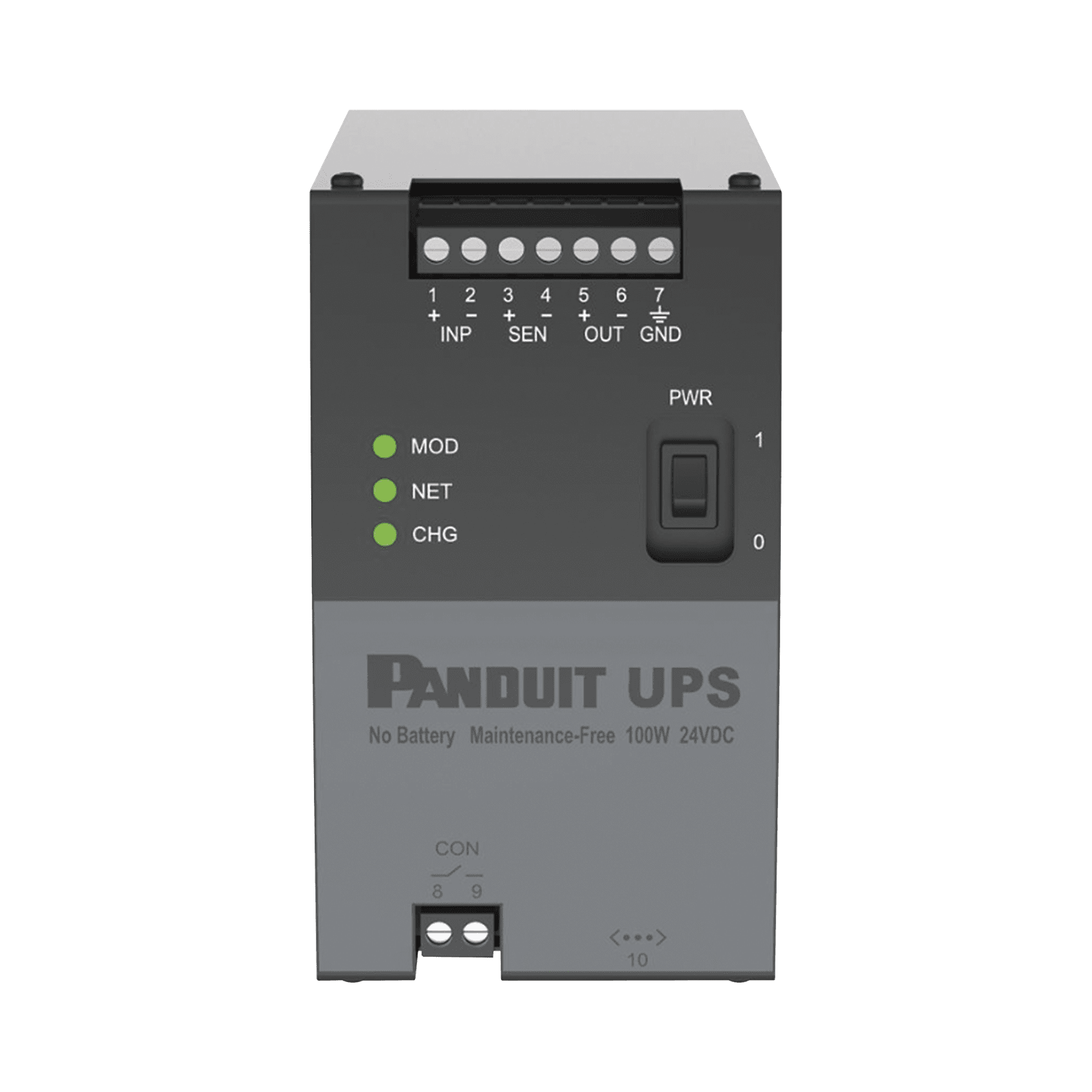 UPS Industrial de 100 Watts, 24 Vcd de Entrada, Instalación en Riel DIN Estándar de 35mm, Temperatura de operación de -40 a 60 ºC UPS00100DC - PANDUIT