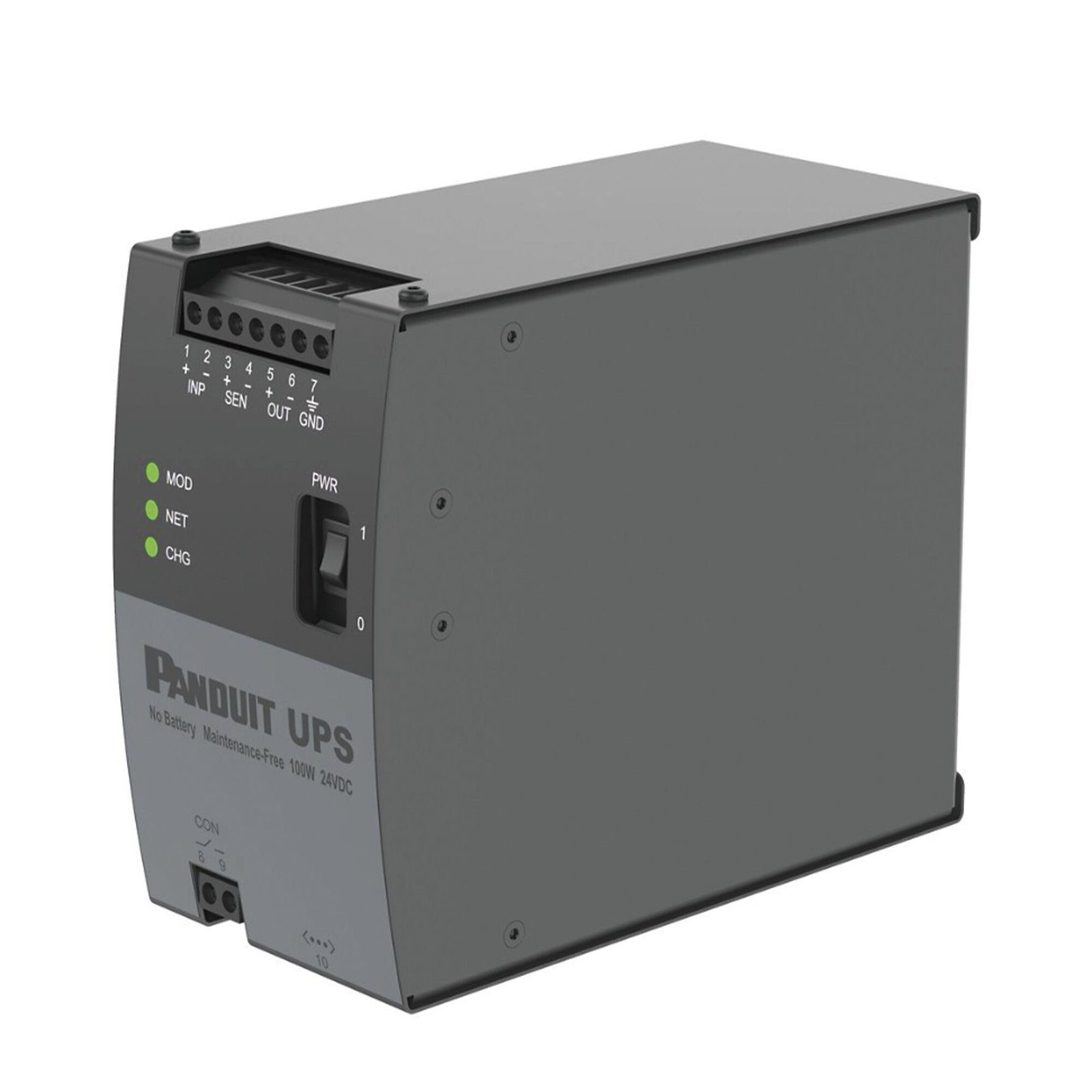 UPS Industrial de 100 Watts, 24 Vcd de Entrada, Instalación en Riel DIN Estándar de 35mm, Temperatura de operación de -40 a 60 ºC UPS00100DC - PANDUIT