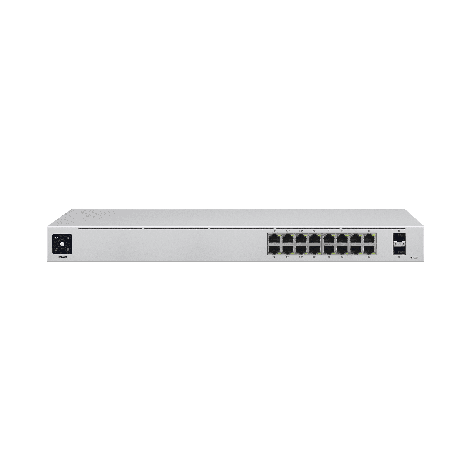 UniFi Switch USW-16-POE Gen2, Capa 2 de 16 puertos (8 puertos PoE 802.3af/at + 8 puertos Gigabit) + 2 puertos 1G SFP, 42W, pantalla informativa USW-16-POE - UBIQUITI NETWORKS
