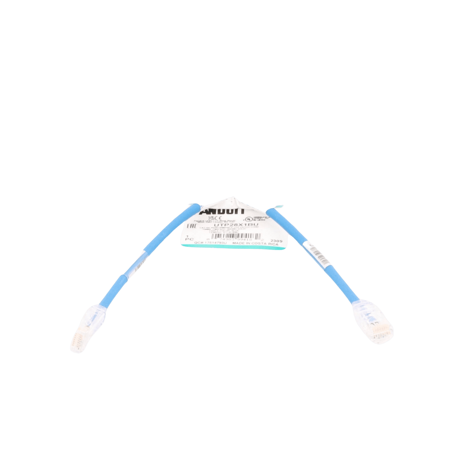Cable de Parcheo UTP Cat6A, CM/LSZH, Diámetro Reducido (28AWG), Color Azul, 1ft UTP28X1BU - PANDUIT