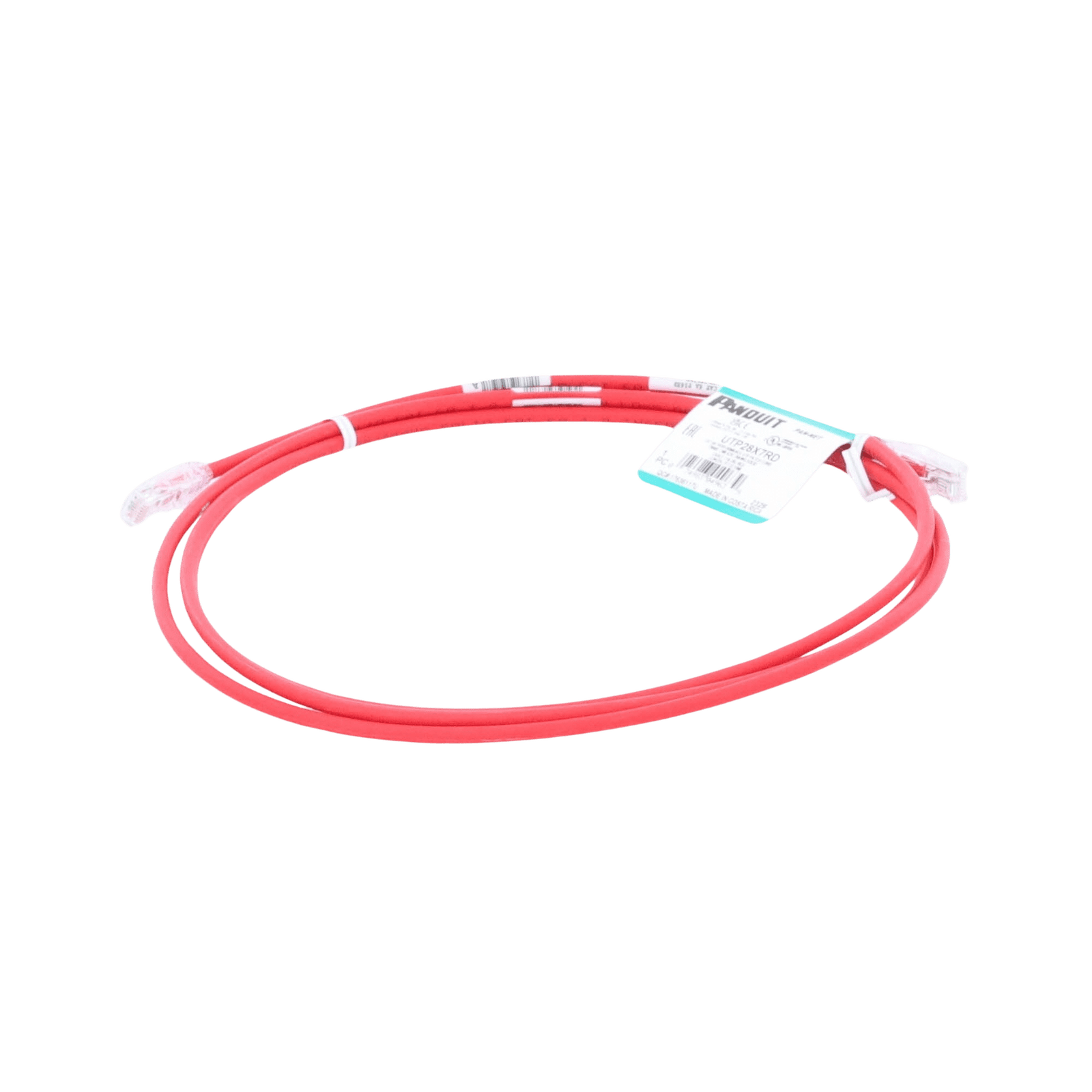 Cable de Parcheo UTP Cat6A, CM/LSZH, Diámetro Reducido (28AWG), Color Rojo, 7ft UTP28X7RD - PANDUIT
