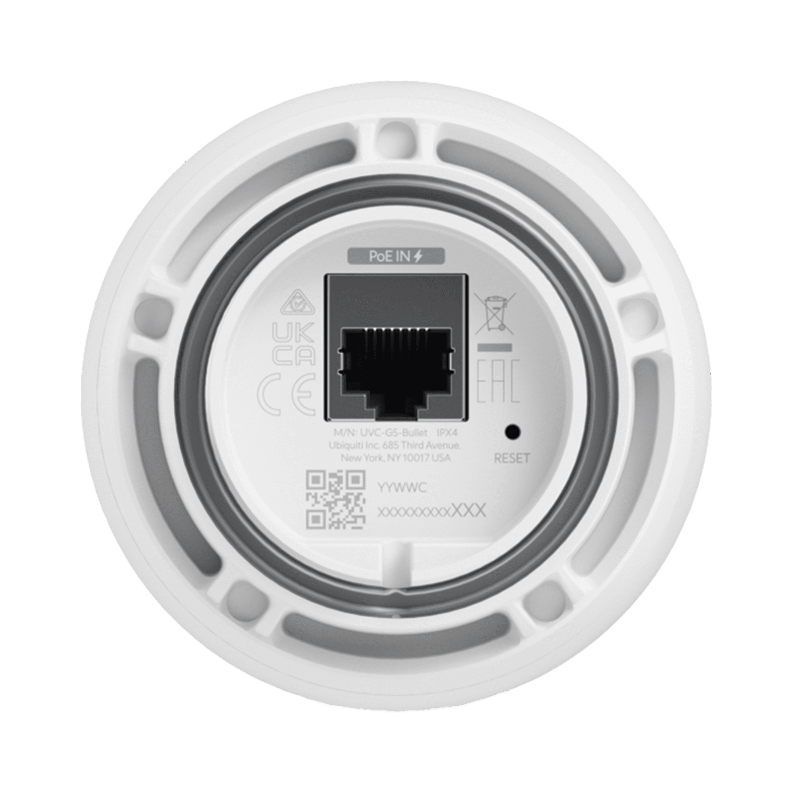 Cámara IP UniFi G5 Bullet 2k (4MPX), 30 FPS, para interior/exterior IP55 resistencia IK04 / micrófono / visión nocturna IR hasta 9 mts / detecciones inteligentes UVC-G5-BULLET - UBIQUITI INC.