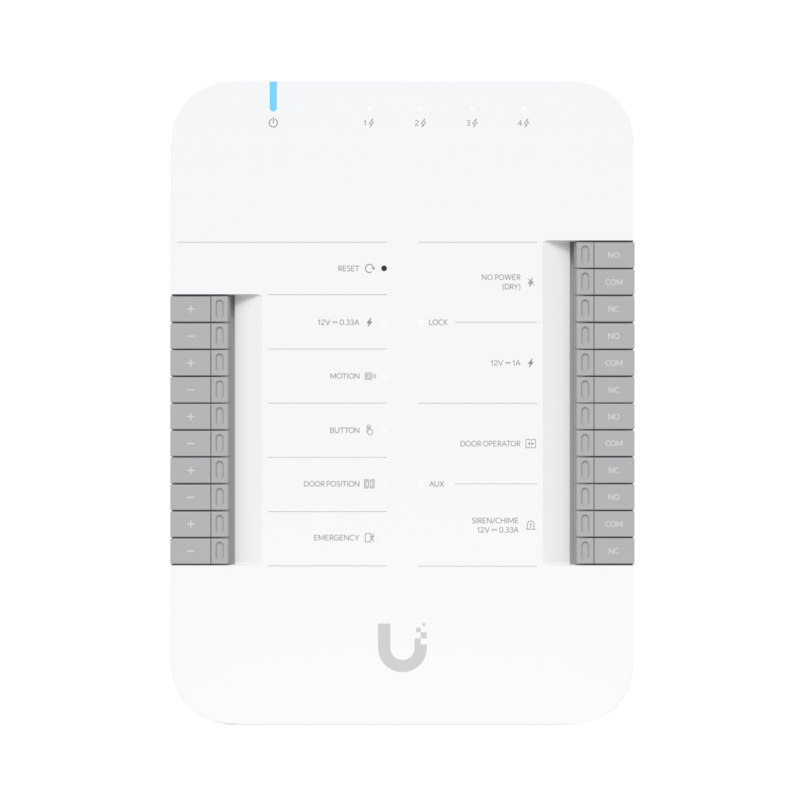 UniFi Access Hub Door, puede conectar 2 lectores y 2 cámaras (no incluidos) para controlar solo una puerta / 2 terminales AUX y 4 entradas adicionales (sensores y botones) POE 802.3bt no incluido UA-HUB-DOOR - UBIQUITI INC.