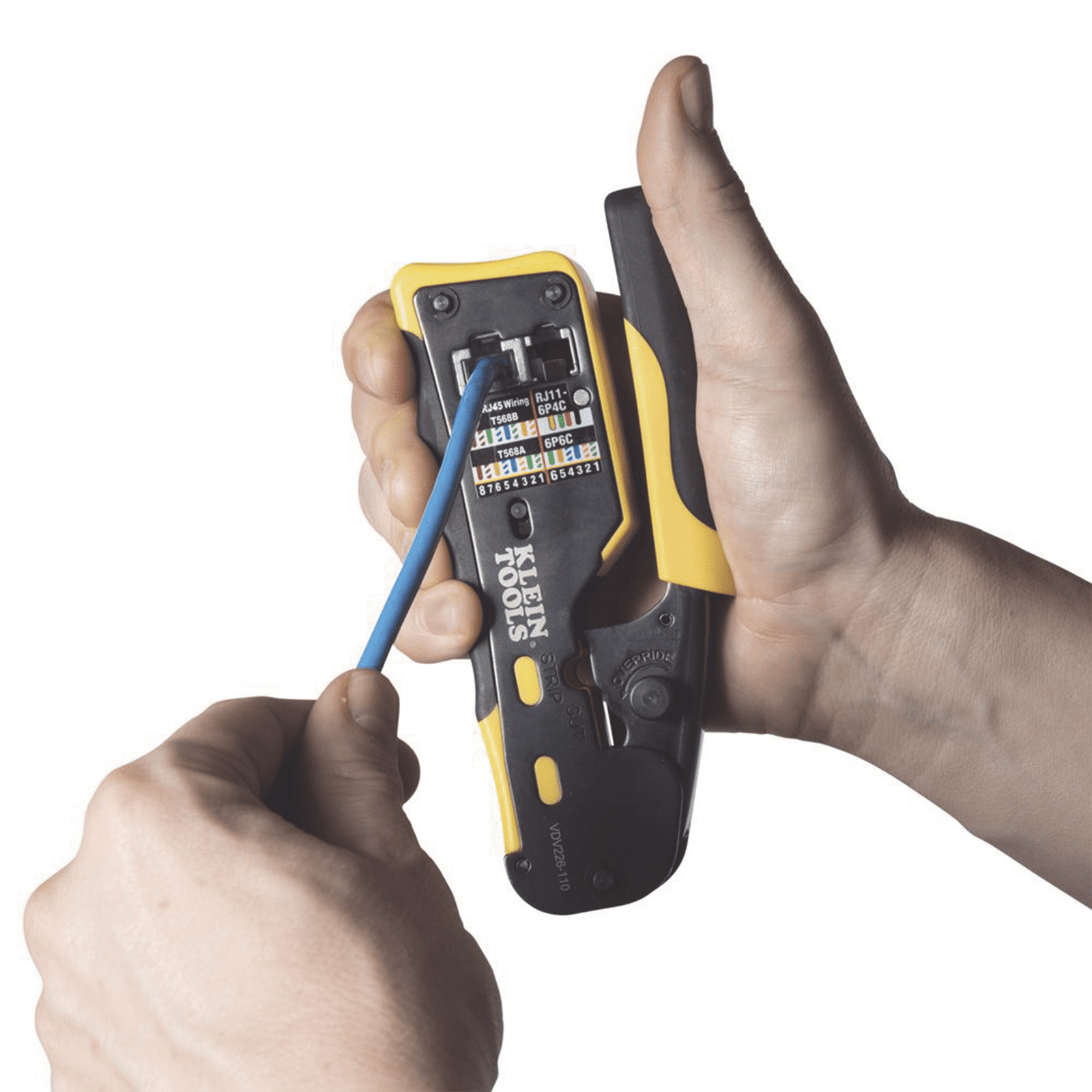 Ponchadora/Pelacables/Cortacables con Matraca para Conectores Pass-Thru RJ45 y Conectores Estándar RJ11/RJ12. VDV226-110 - KLEIN TOOLS