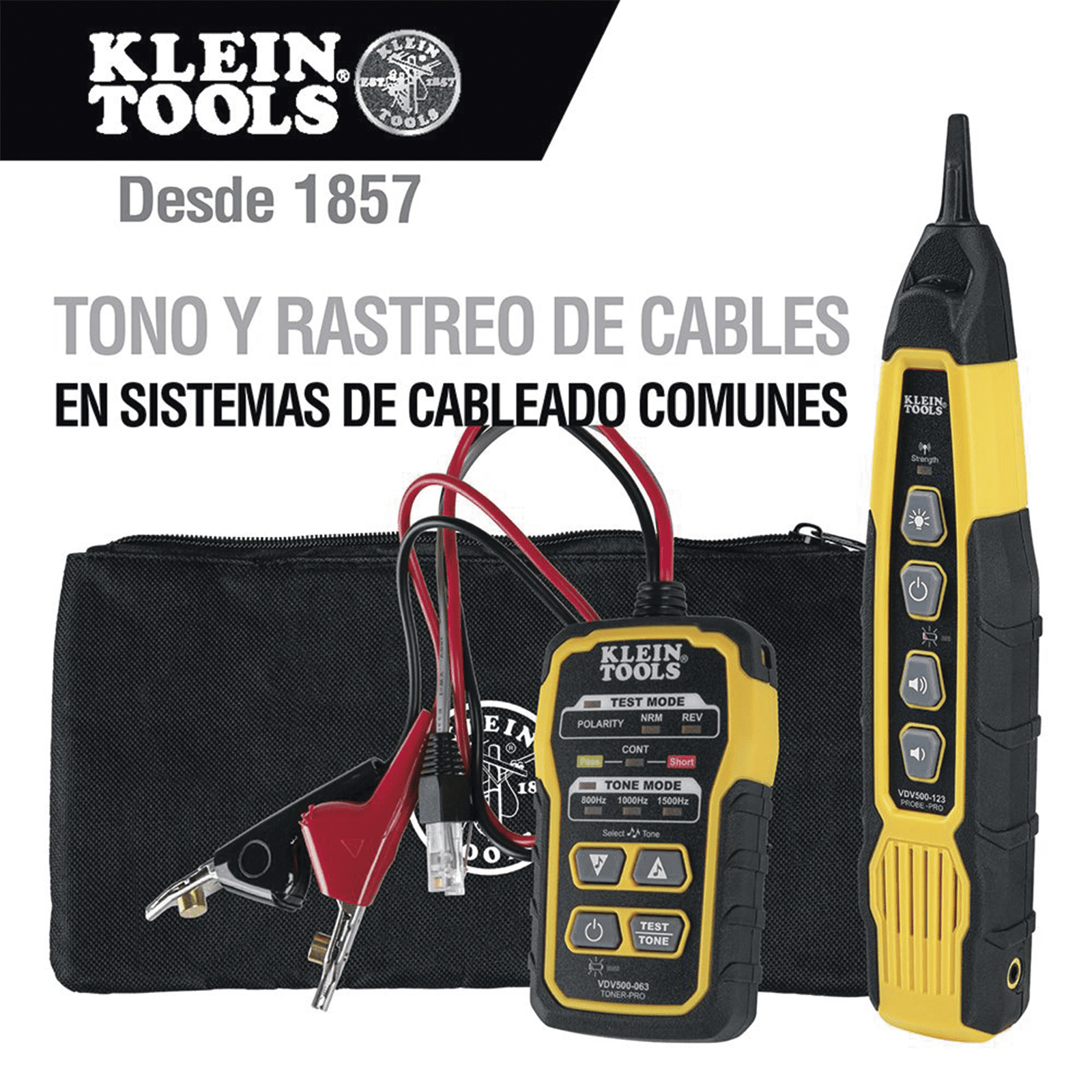 Kit de Generador de Tono y Sonda de Rastreo para Cableado (RJ11/RJ45). Incluye Bolsa de Protección. VDV500-820 - KLEIN TOOLS