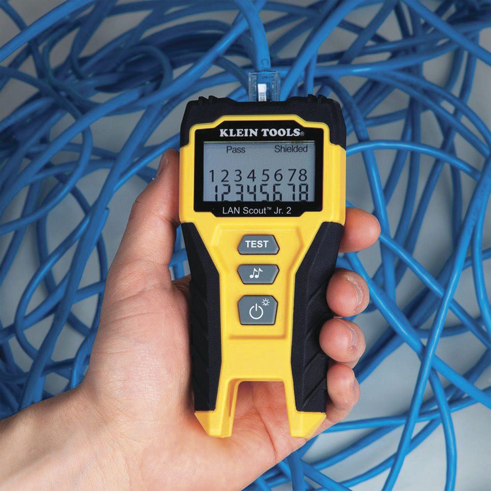 Tester de Cable LAN Scout™ Jr. 2/ Para: Prueba aprobada/ Error de Cableado/ Falla de Circuito Abierto o Cortocircuito/ Par Dividido/ Blindaje. VDV526200 - KLEIN TOOLS