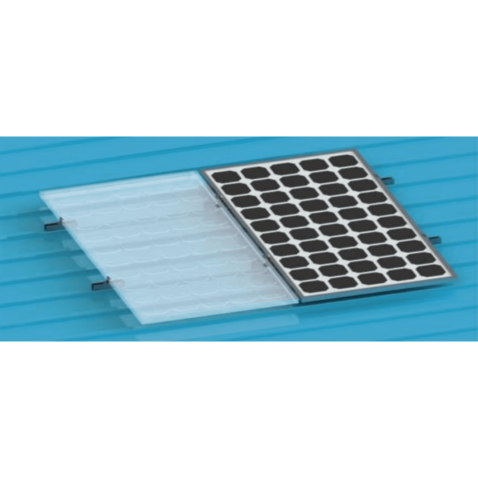Juego de 2 Mini Rieles De Aluminio para Montaje de Módulos Solares en Techo (Instalación plana 0°). Incluye 4 Tornillos Perforantes. VEKTORMINI - EPCOM POWERLINE