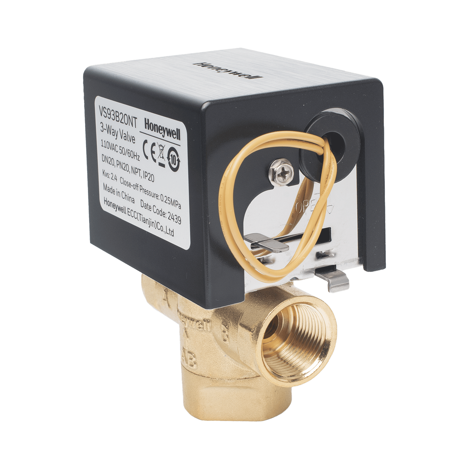 Válvula de control eléctrica VS9 para fan coil: DN20: PN20: 3 vías: 110 V CA: conexión NPT VS93B20NT - HONEYWELL BMS