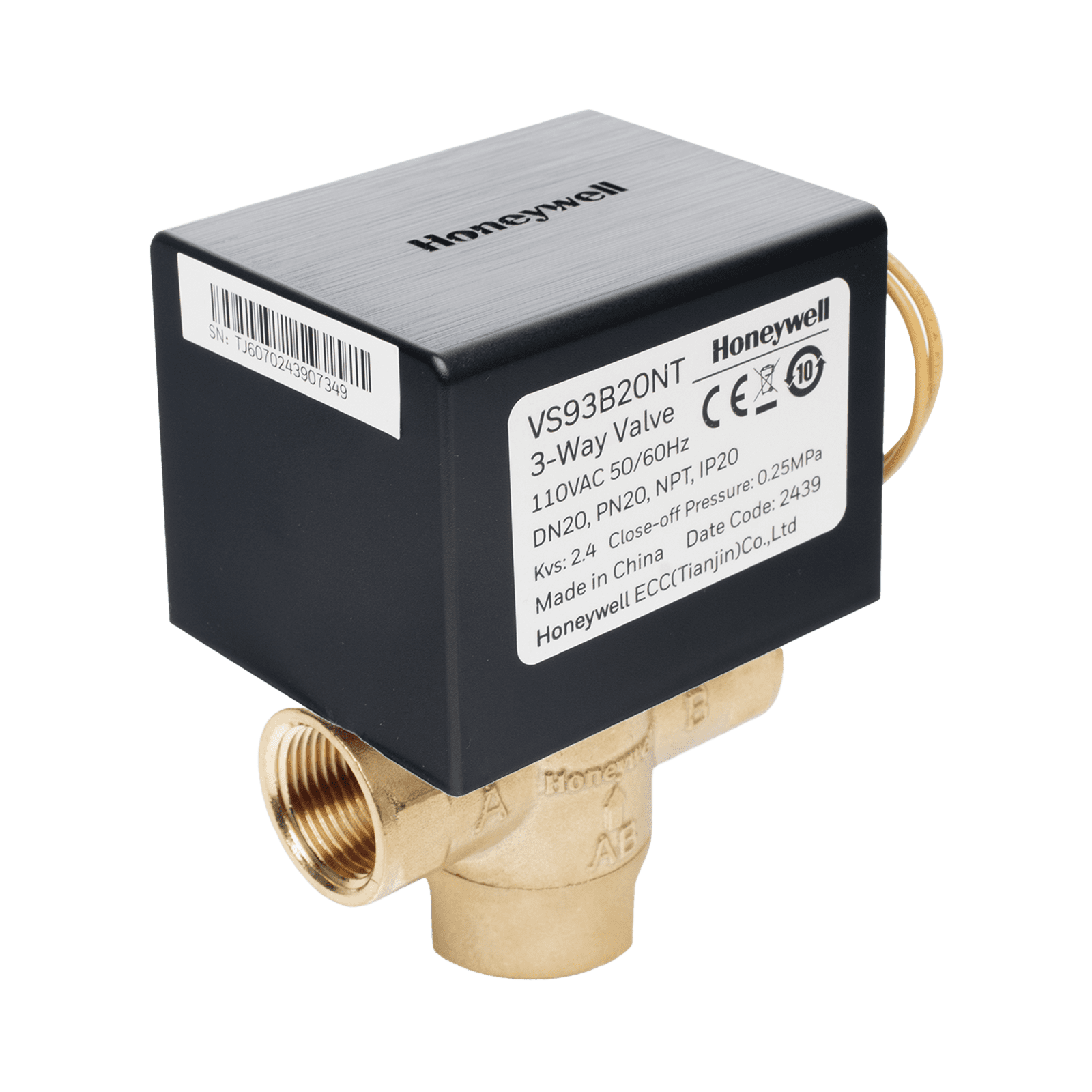 Válvula de control eléctrica VS9 para fan coil: DN20: PN20: 3 vías: 110 V CA: conexión NPT VS93B20NT - HONEYWELL BMS